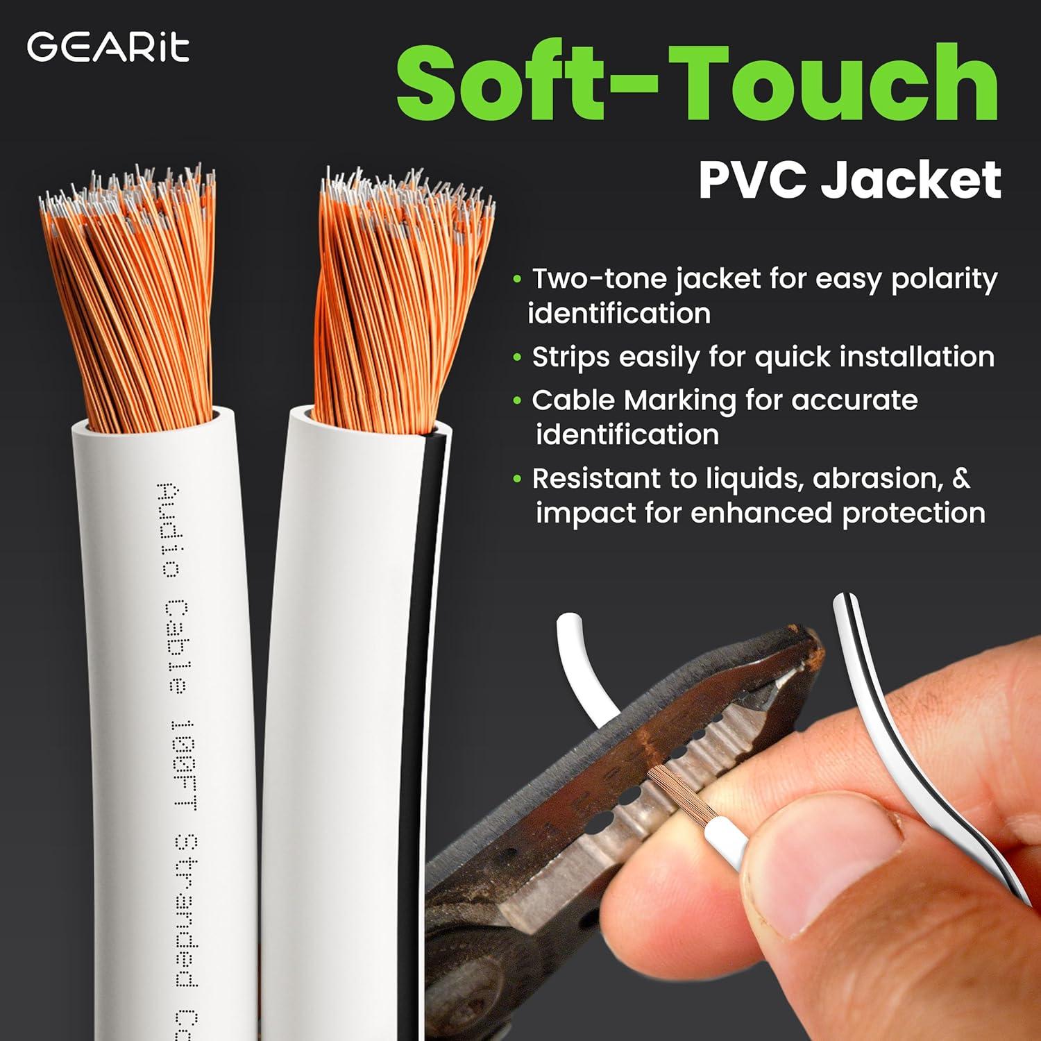 Cable de altavoz GearIT Pro 12AWG 30,48m Blanco