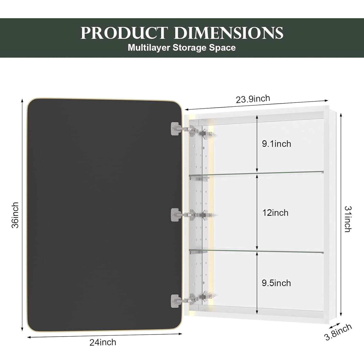 Armario de Medicina WallByond con Espejo 61x91 cm Dorado