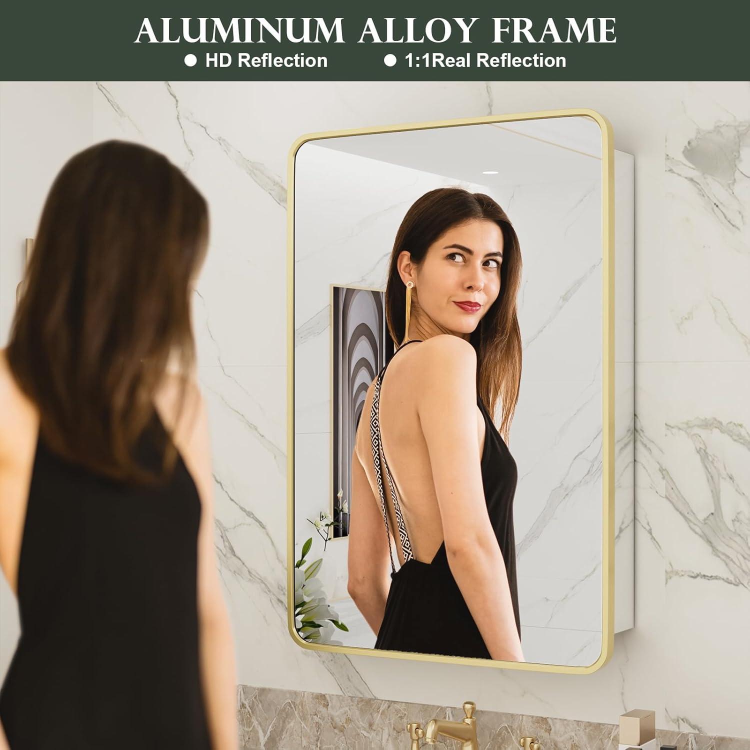 Armario de Medicina WallByond con Espejo 61x91 cm Dorado