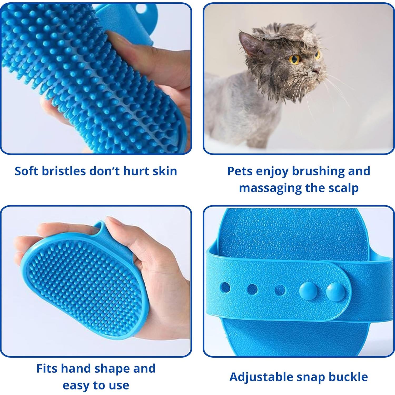 Conjunto de Gorro de Ducha y Cepillo para Gatos Homedy Azul