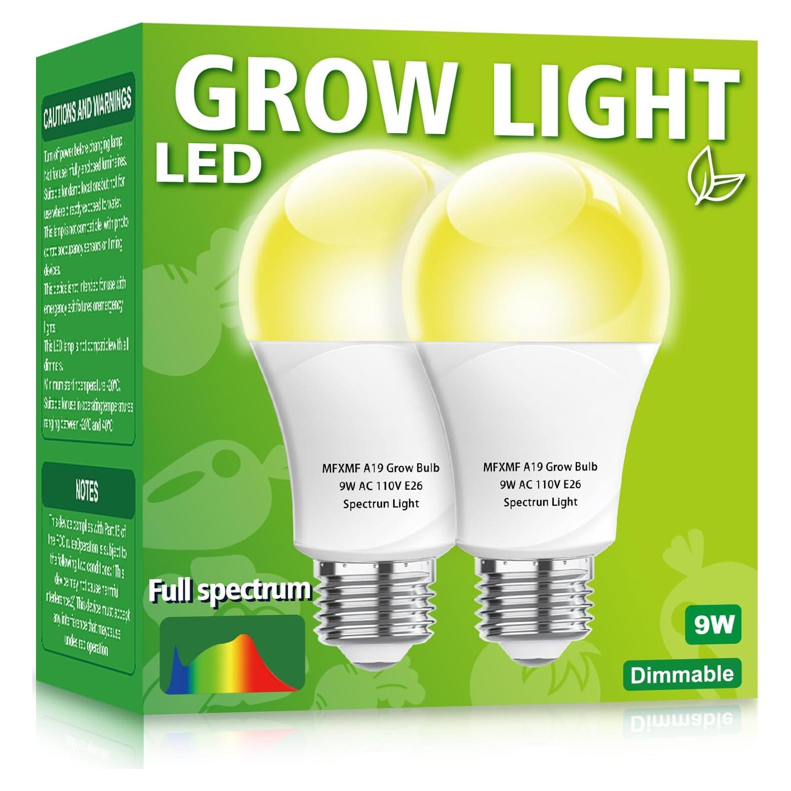 Paquete de 2 bombillas LED A19 mfxmf 9W Espectro Completo