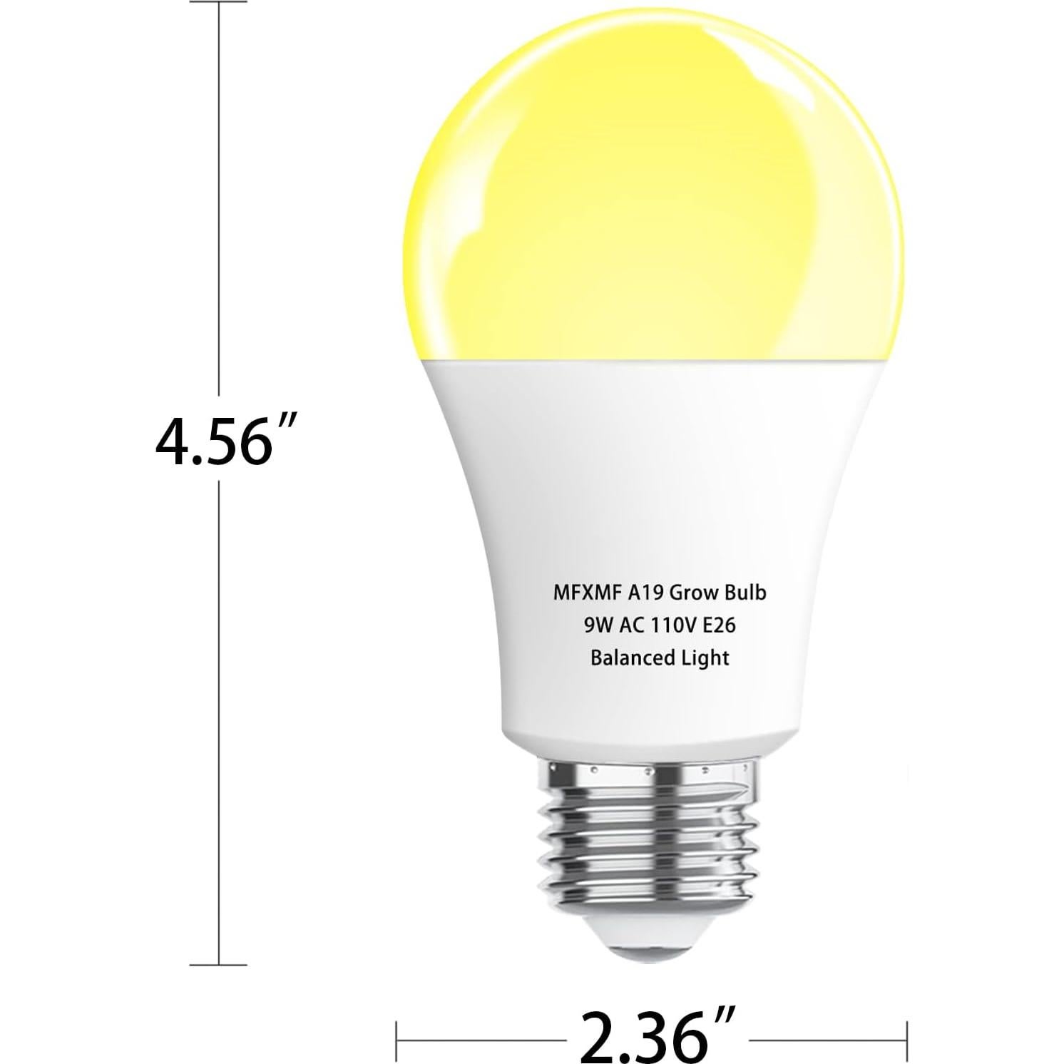 Paquete de 2 bombillas LED A19 mfxmf 9W Espectro Completo