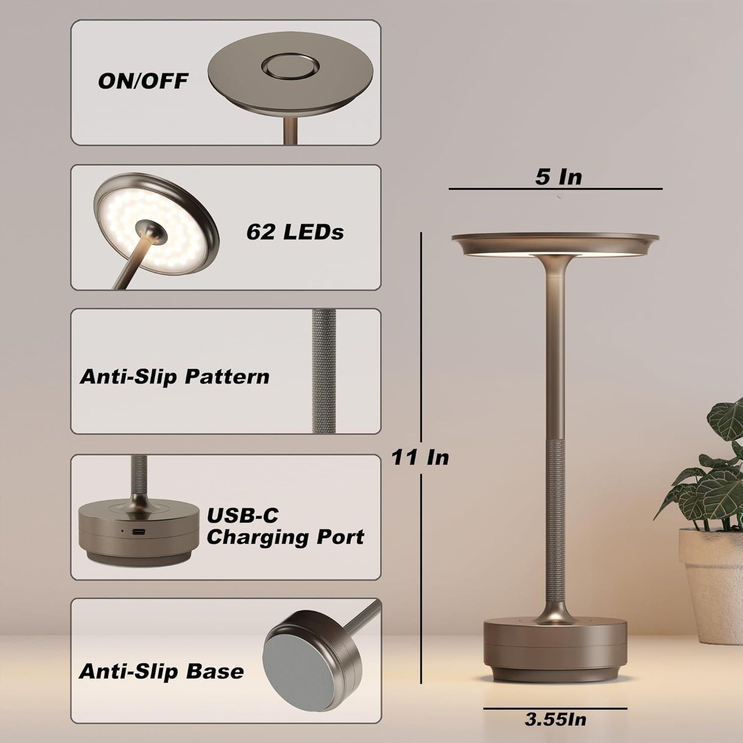 Lámpara de Mesa LED Recargable TBBGA 5000mAh 3 Colores