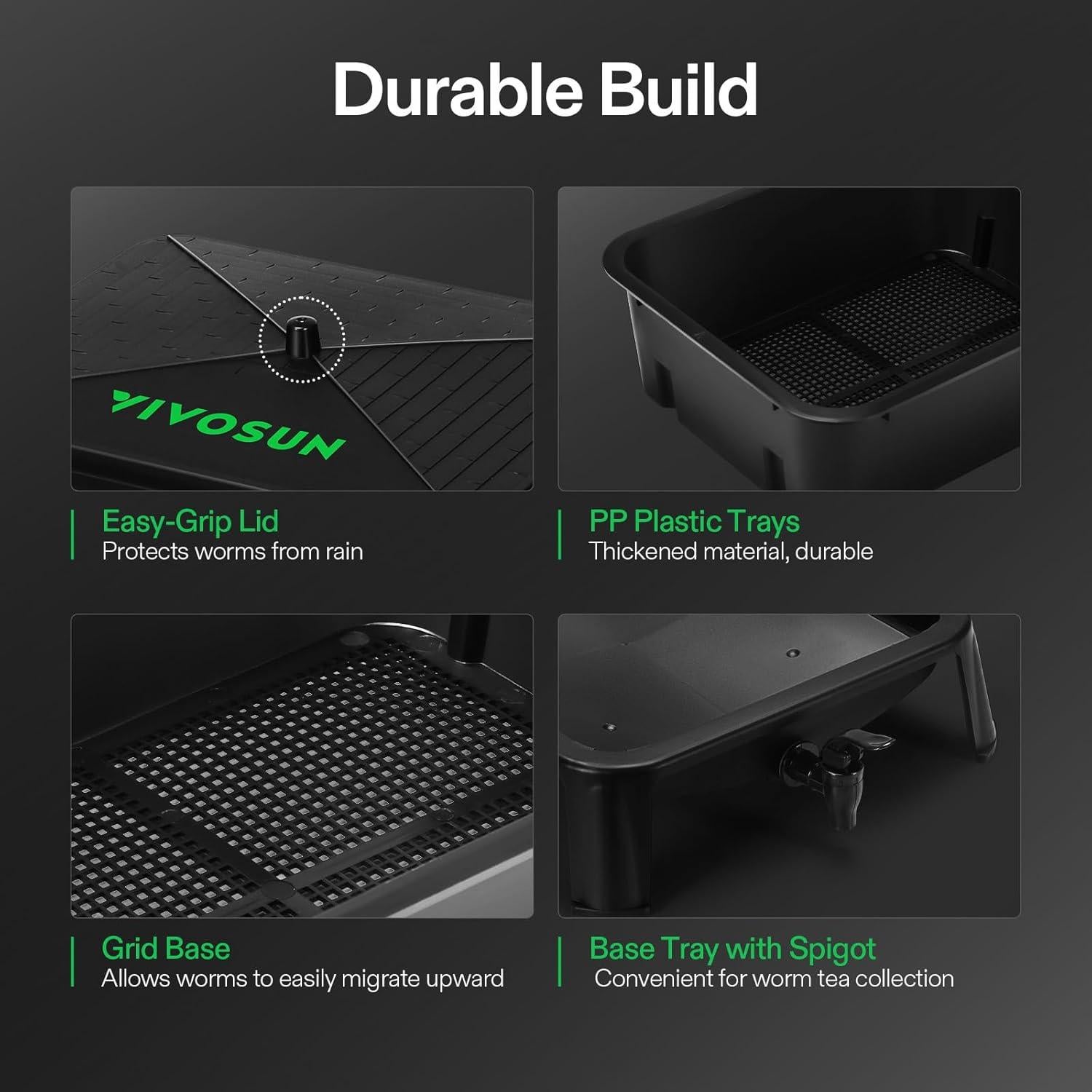 Contenedor de Compostaje de Lombrices VIVOSUN 30L 3 Capas