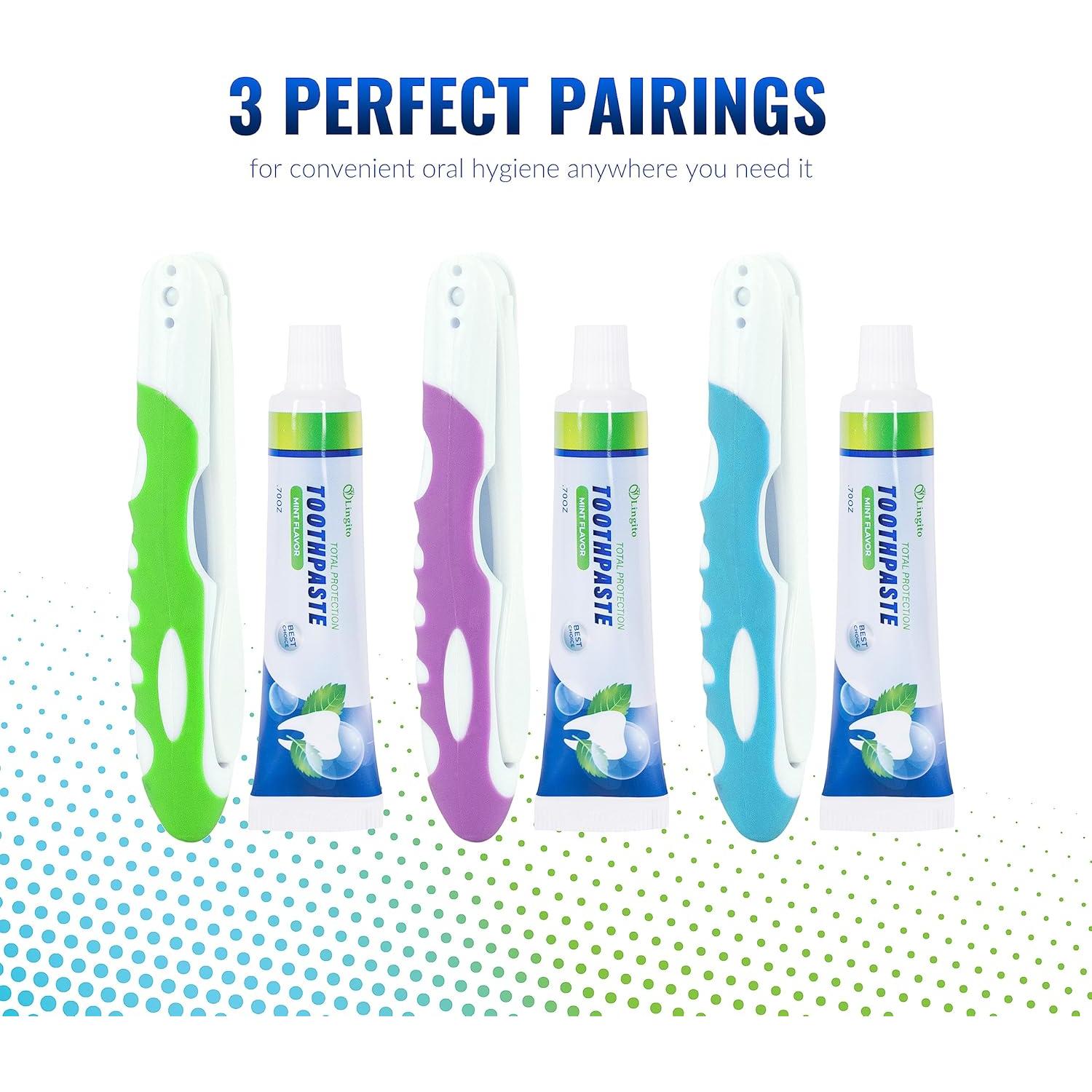 Kit de Cepillos de Dientes Plegables Lingito - 3 Paquetes con Pasta