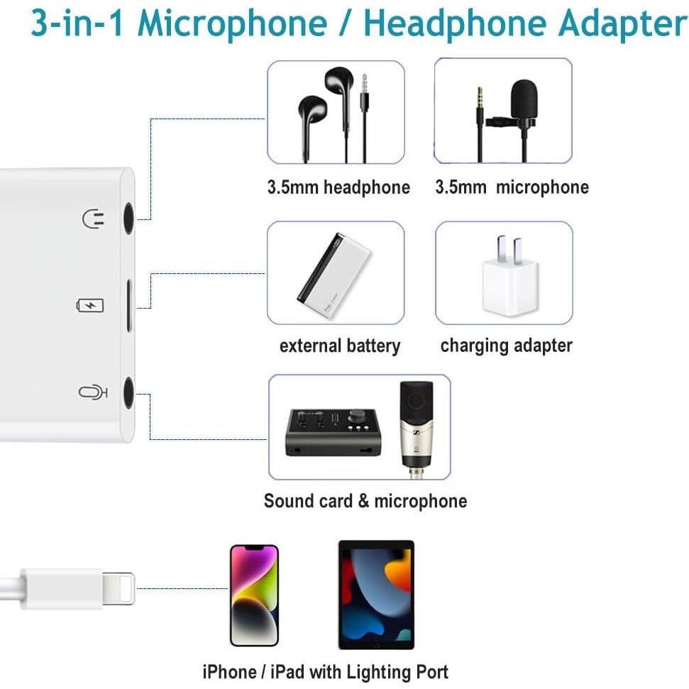Adaptador de Micrófono Ceotsak Lightening a 3.5mm para iPhone