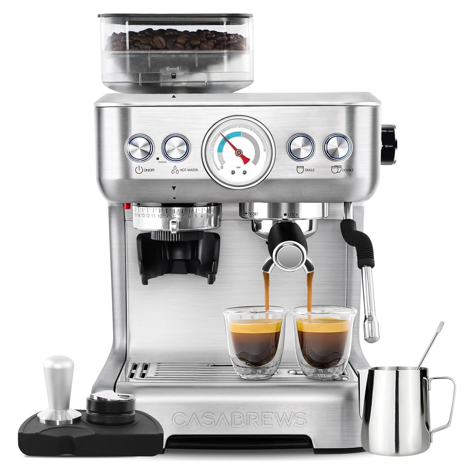 Máquina de Espresso CASABREWS 5700Gense con Molinillo y Varilla de Vapor