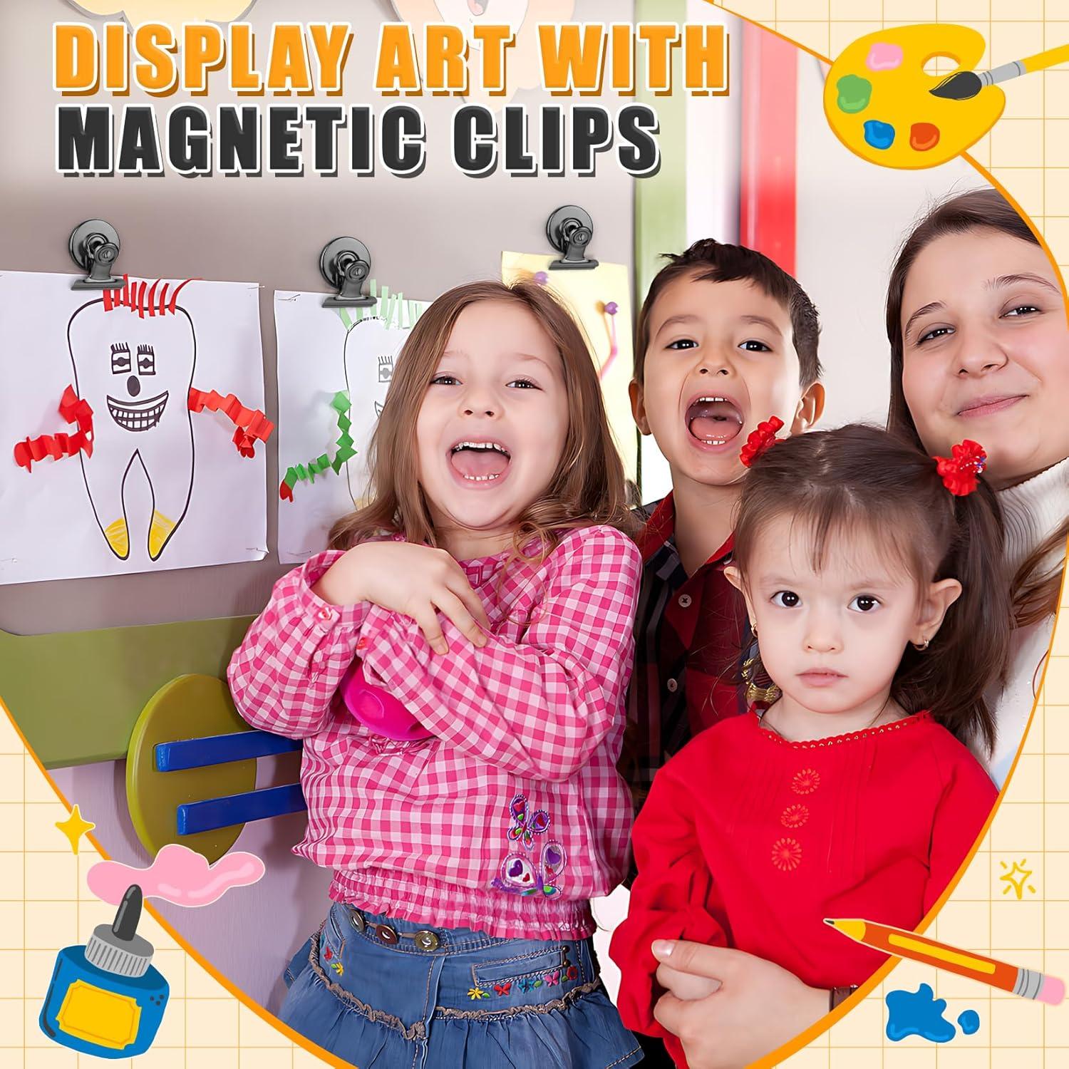 12 Piezas Imán de Nevera Grtard Clips Magnéticos Negro