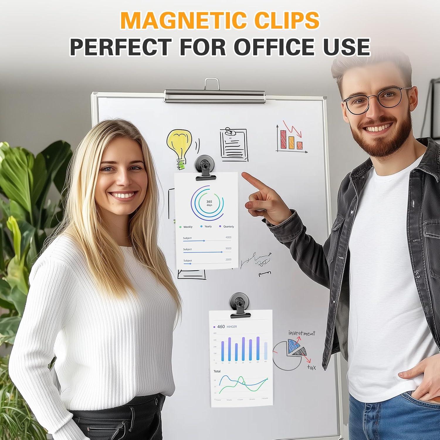 12 Piezas Imán de Nevera Grtard Clips Magnéticos Negro