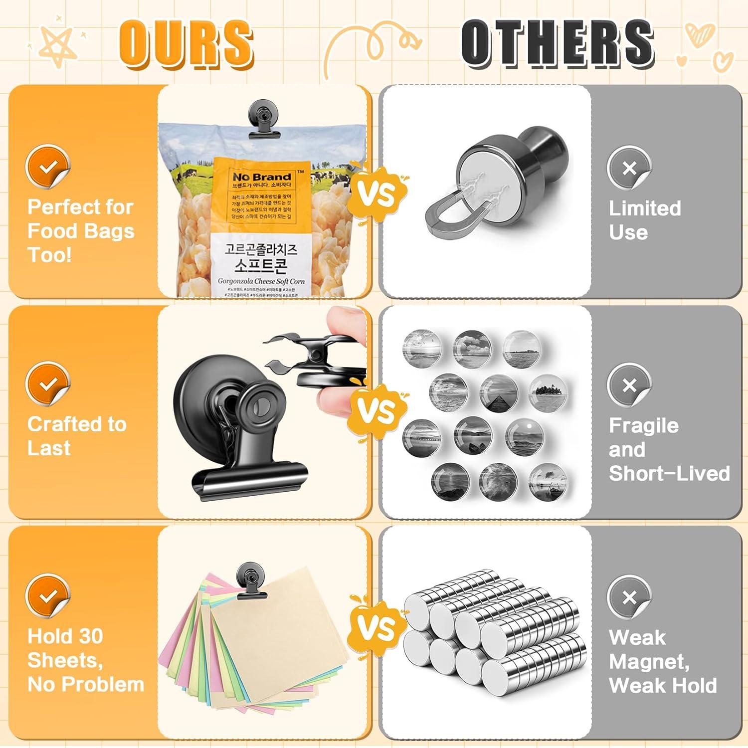 12 Piezas Imán de Nevera Grtard Clips Magnéticos Negro