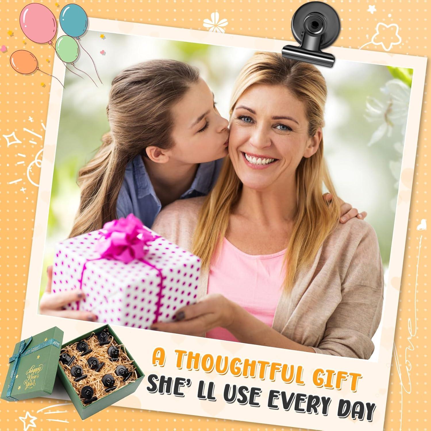 12 Piezas Imán de Nevera Grtard Clips Magnéticos Negro