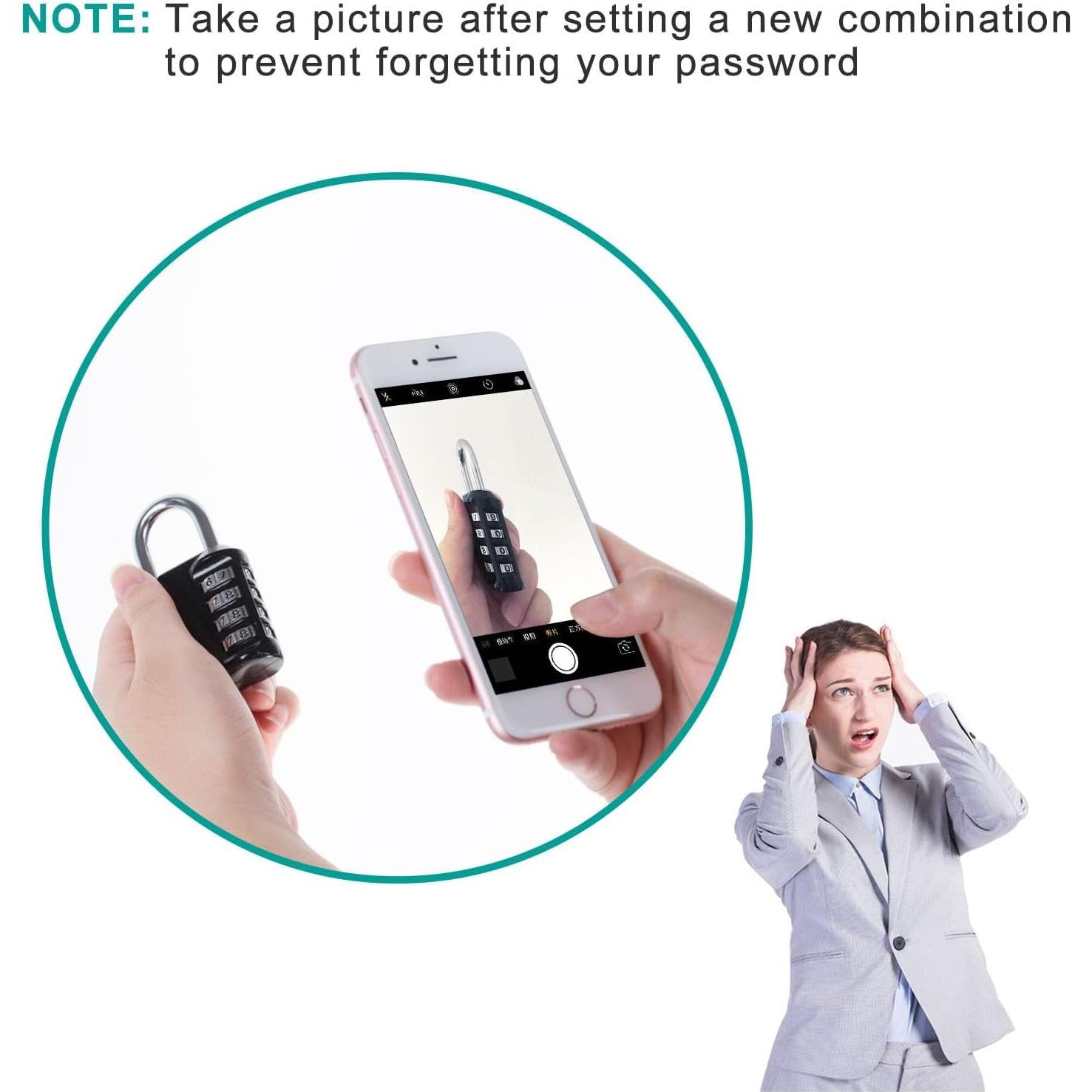 Candado de Combinación ZHEGE 4 Dígitos Resistente Negro