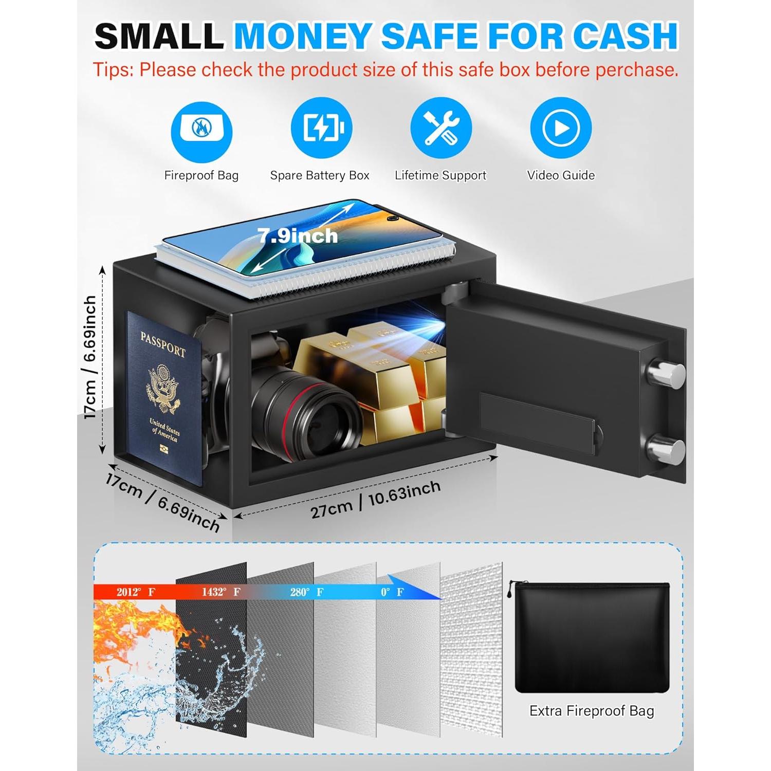 Caja Fuerte Pequeña FOWORE 0.35 Pies Cúbicos Digital con Alarma