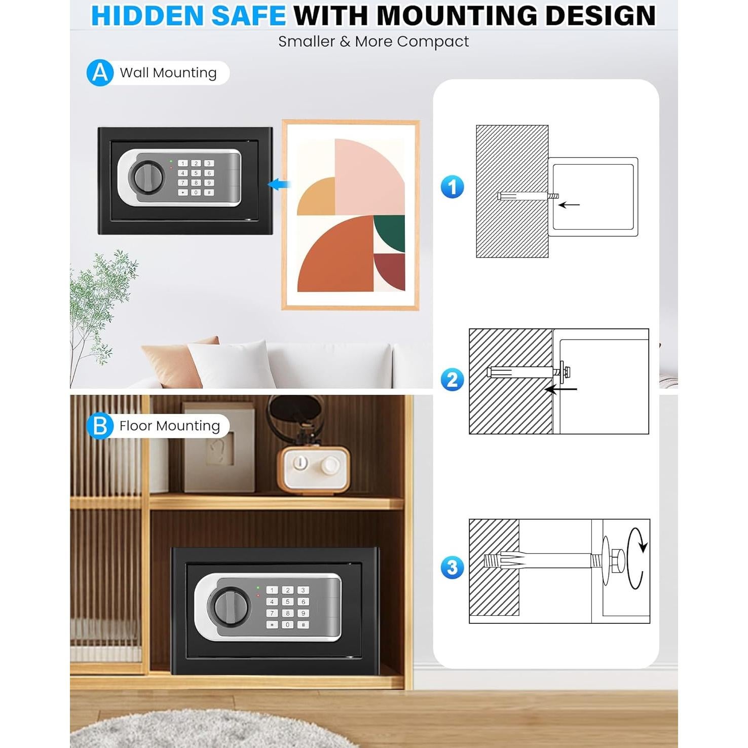 Caja Fuerte Pequeña FOWORE 0.35 Pies Cúbicos Digital con Alarma