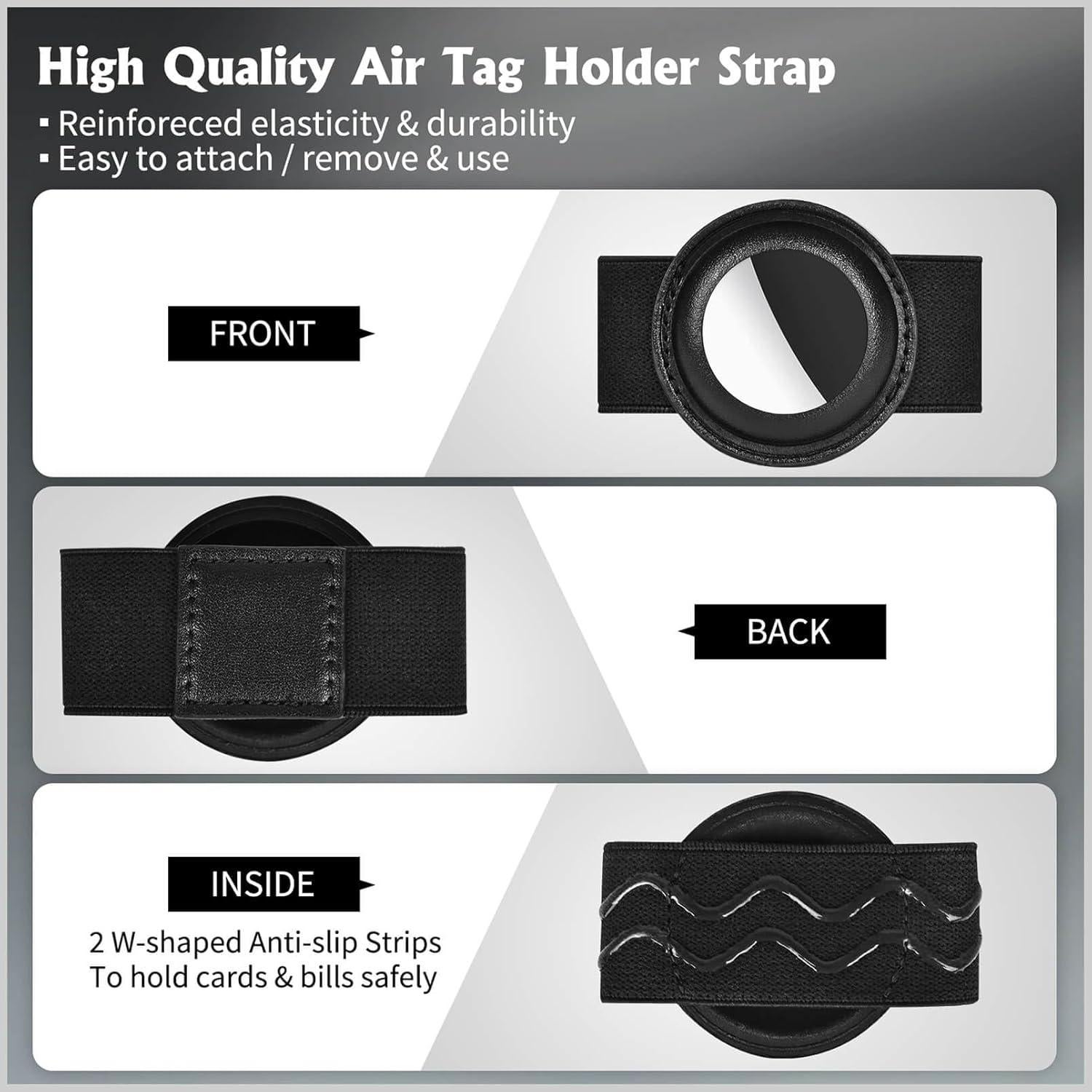 Soporte UpLook para AirTag en Cuero Negro con Correa