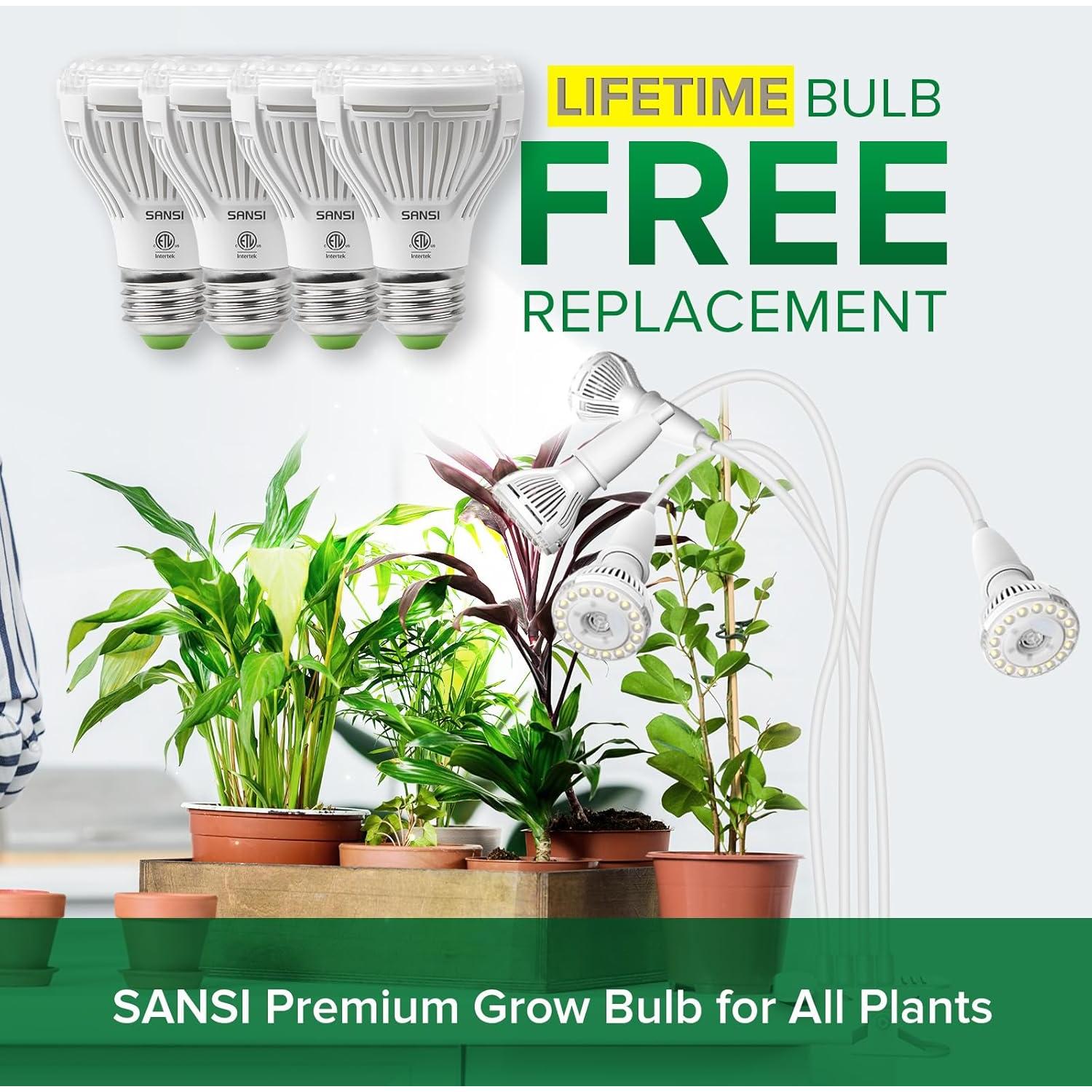 Luz LED de Cultivo SANSI 40W con Brazo Flexible y Espectro Completo