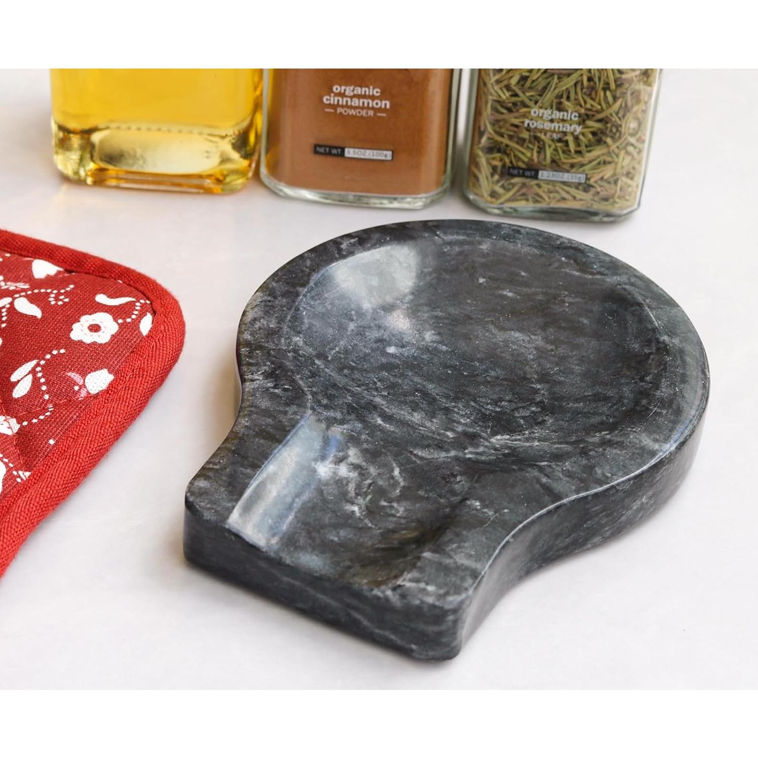 Reposapucheros de Mármol Negro HillSpring 14x11.5cm Antideslizante