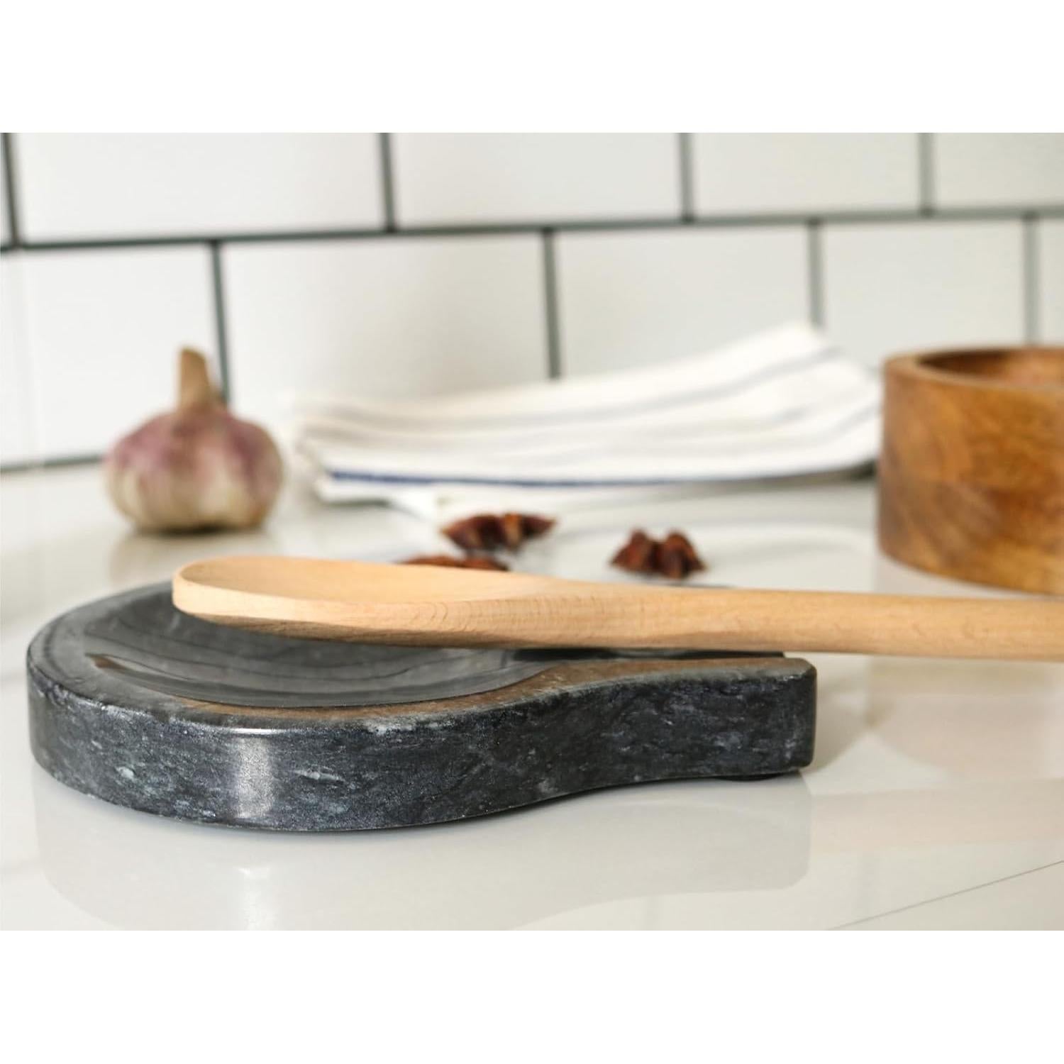 Reposapucheros de Mármol Negro HillSpring 14x11.5cm Antideslizante