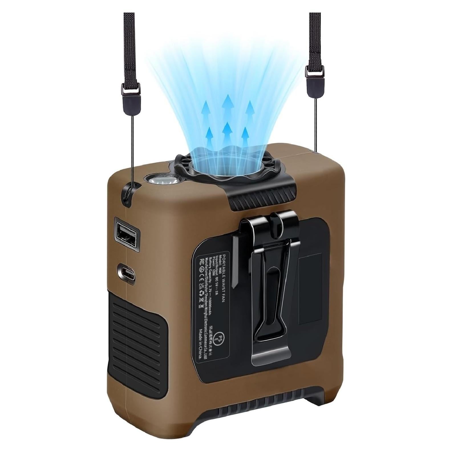 Ventilador Portátil de Cintura Recargable USB-C 10000mAh