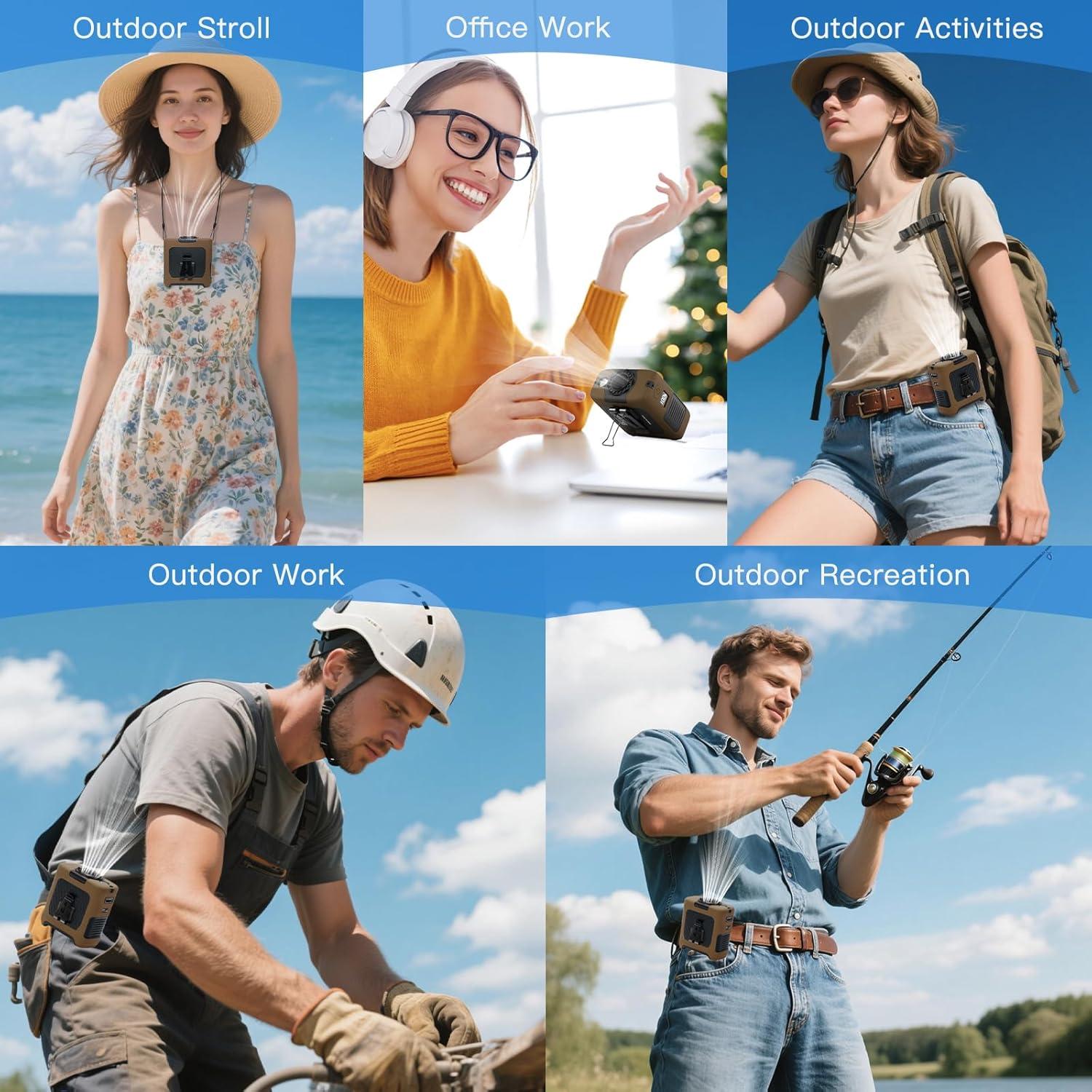 Ventilador Portátil de Cintura Recargable USB-C 10000mAh