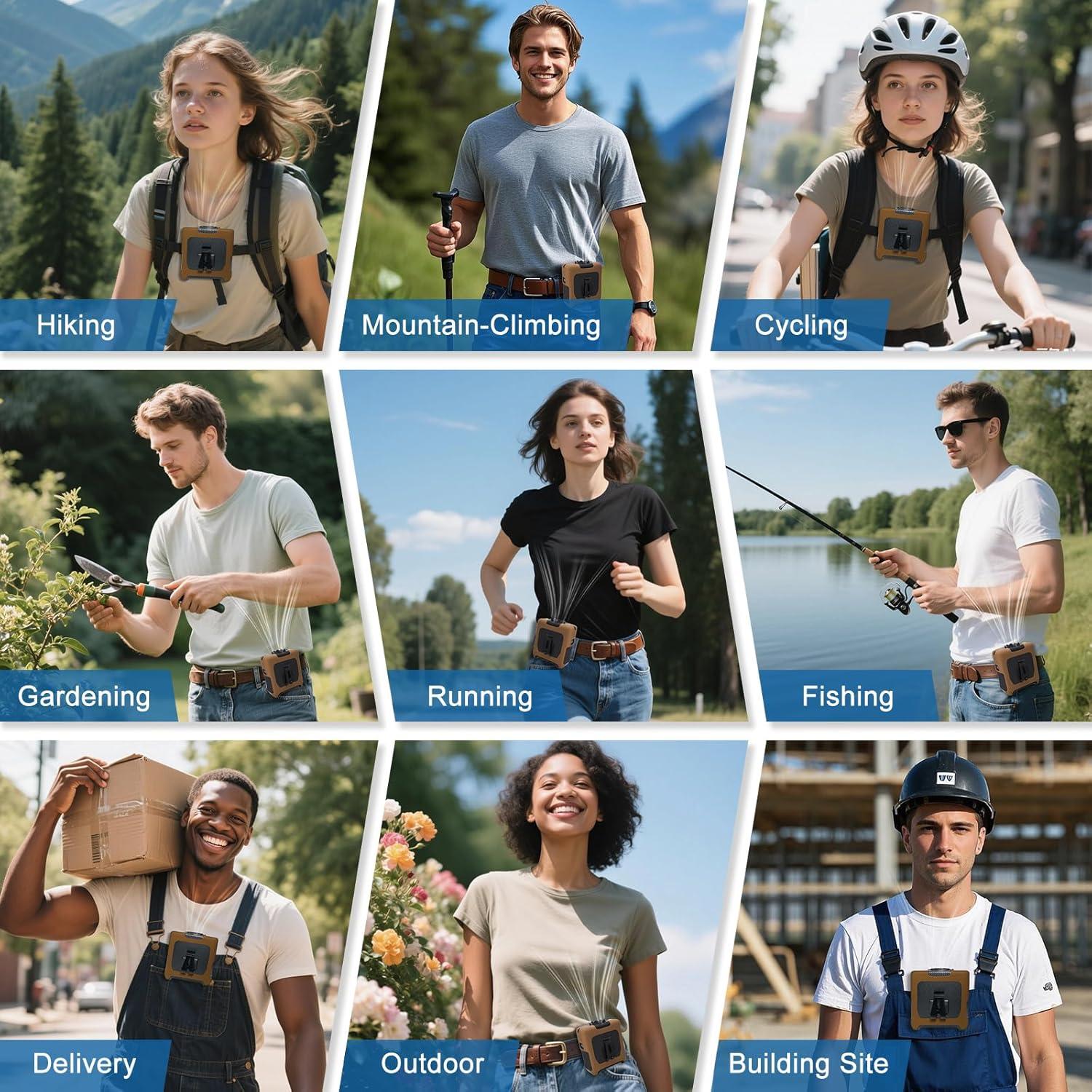 Ventilador Portátil de Cintura Recargable USB-C 10000mAh