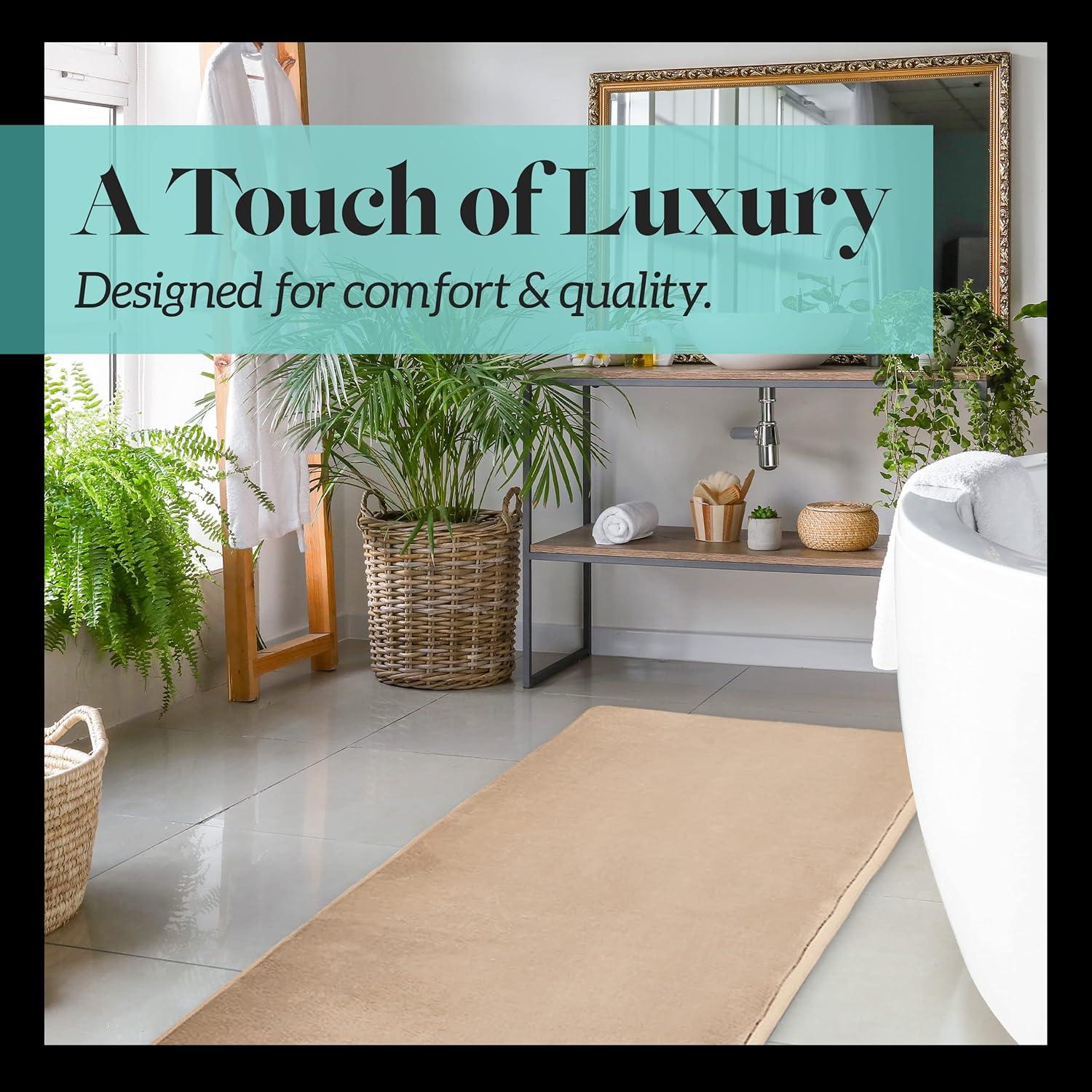 Alfombra de Baño Genteele Espuma de Memoria Antideslizante 152x43 cm Beige