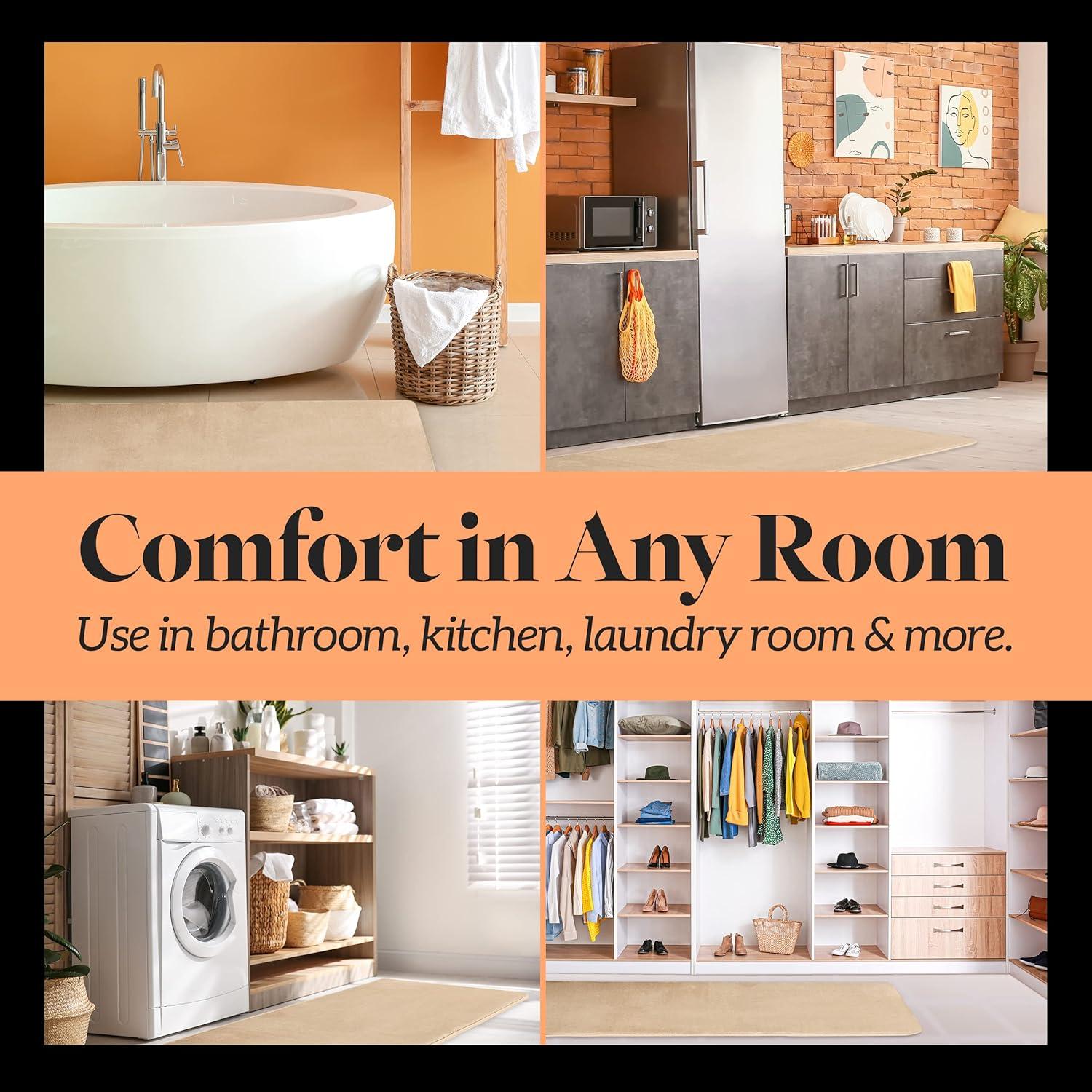 Alfombra de Baño Genteele Espuma de Memoria Antideslizante 152x43 cm Beige