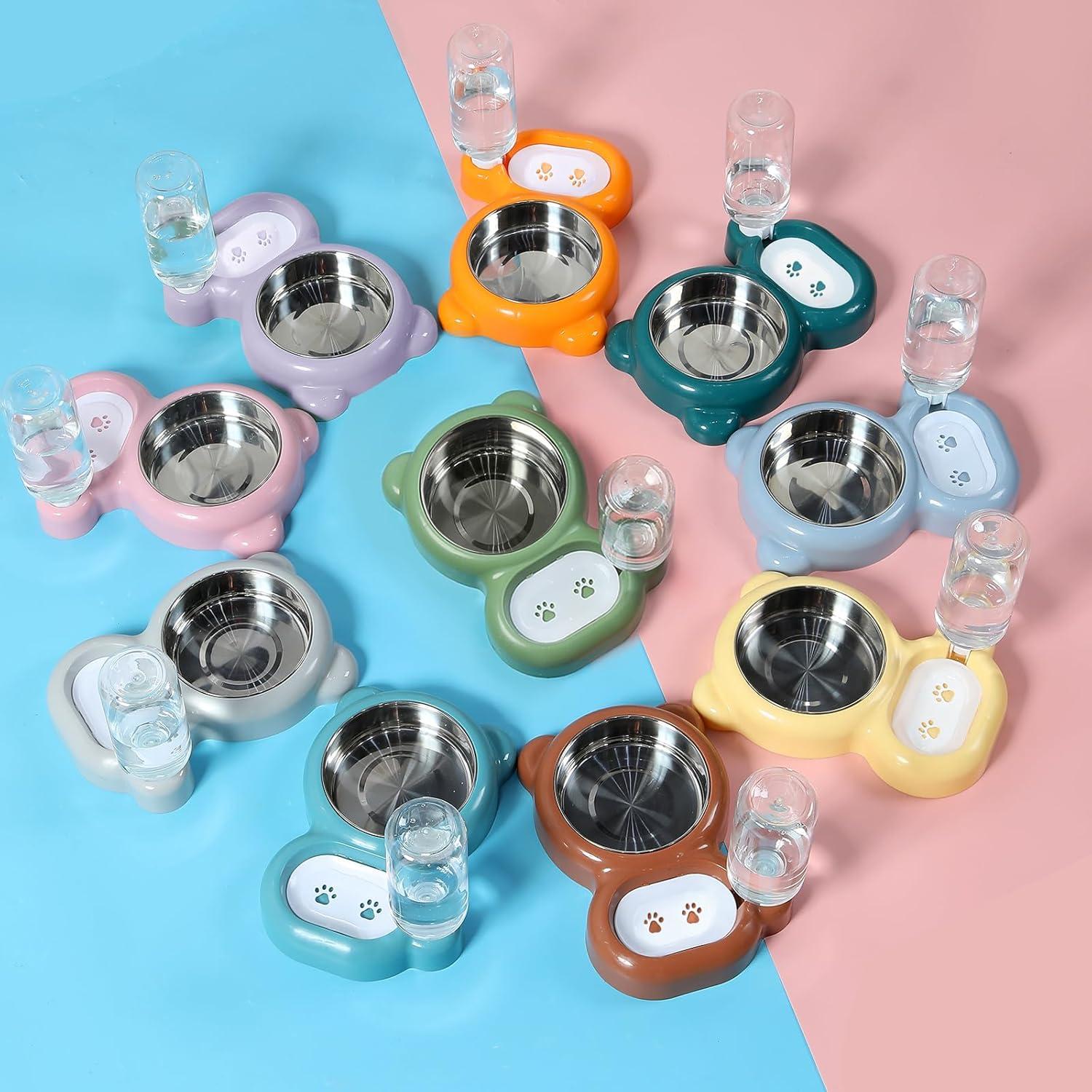 Juego de Cuencos para Perros y Gatos Azwraith - Rosa