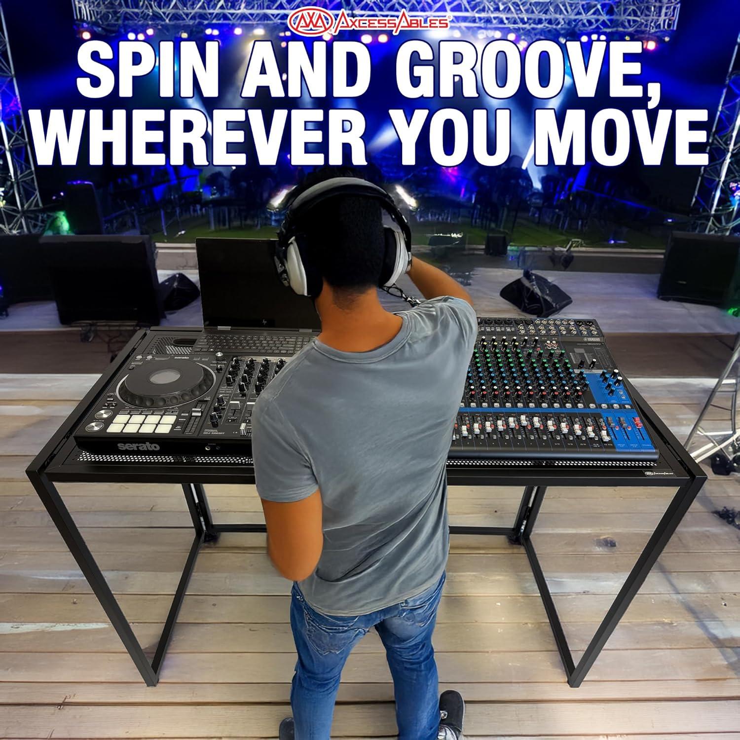 Mesa DJ Portátil AxcessAbles 137x68 cm - Soporta 181 kg