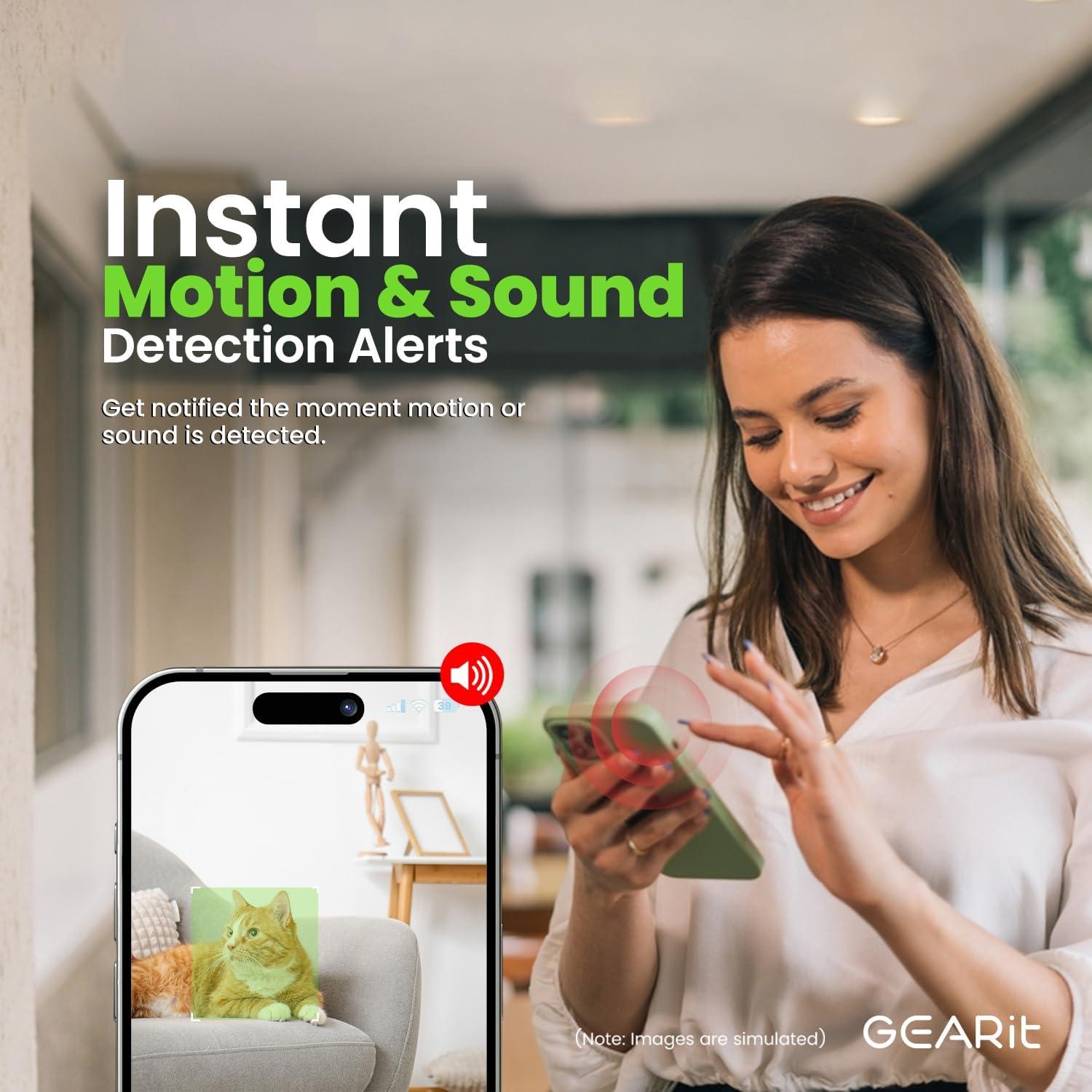 Cámara de Seguridad GEARit 2K HD Pan/Tilt con Audio