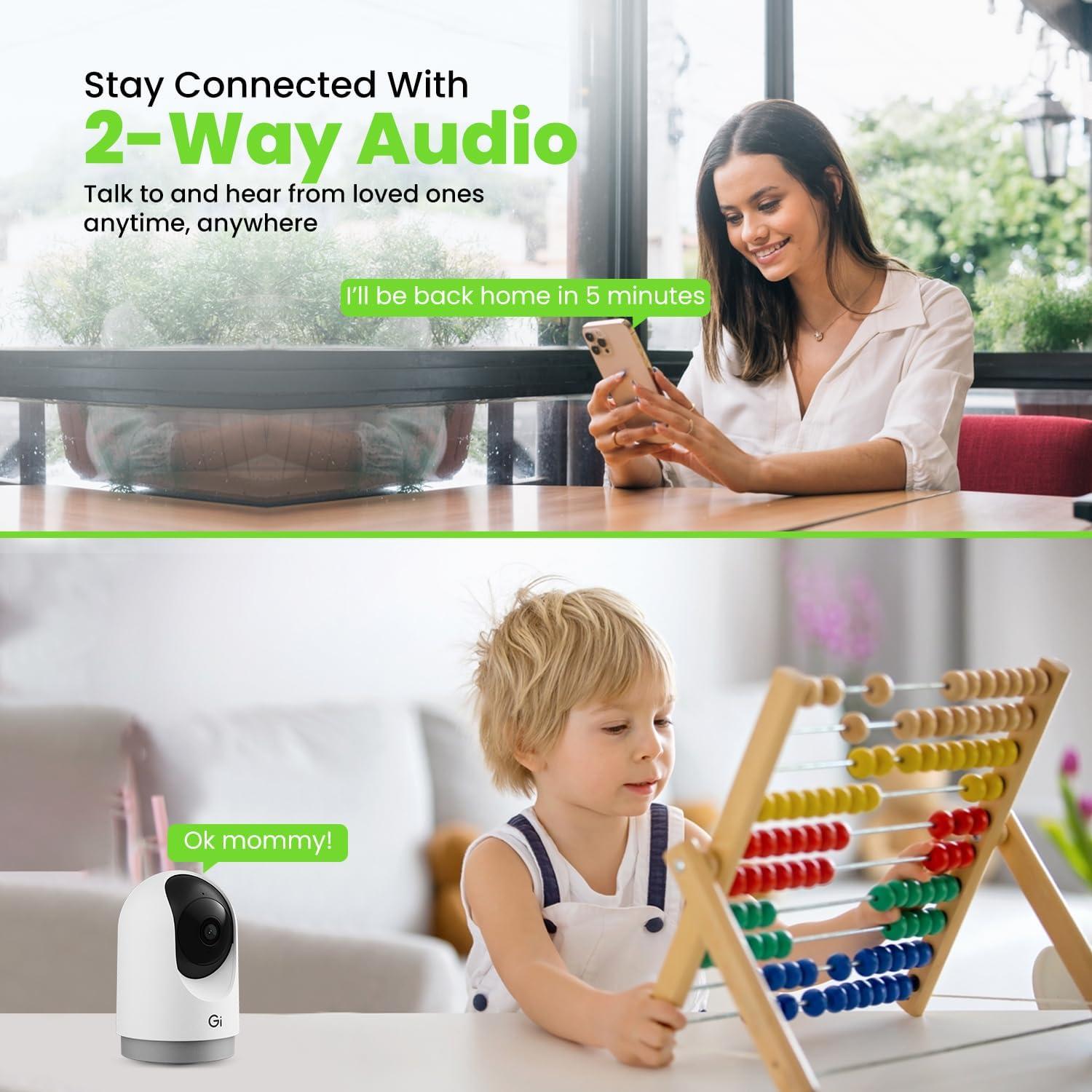 Cámara de Seguridad GEARit 2K HD Pan/Tilt con Audio