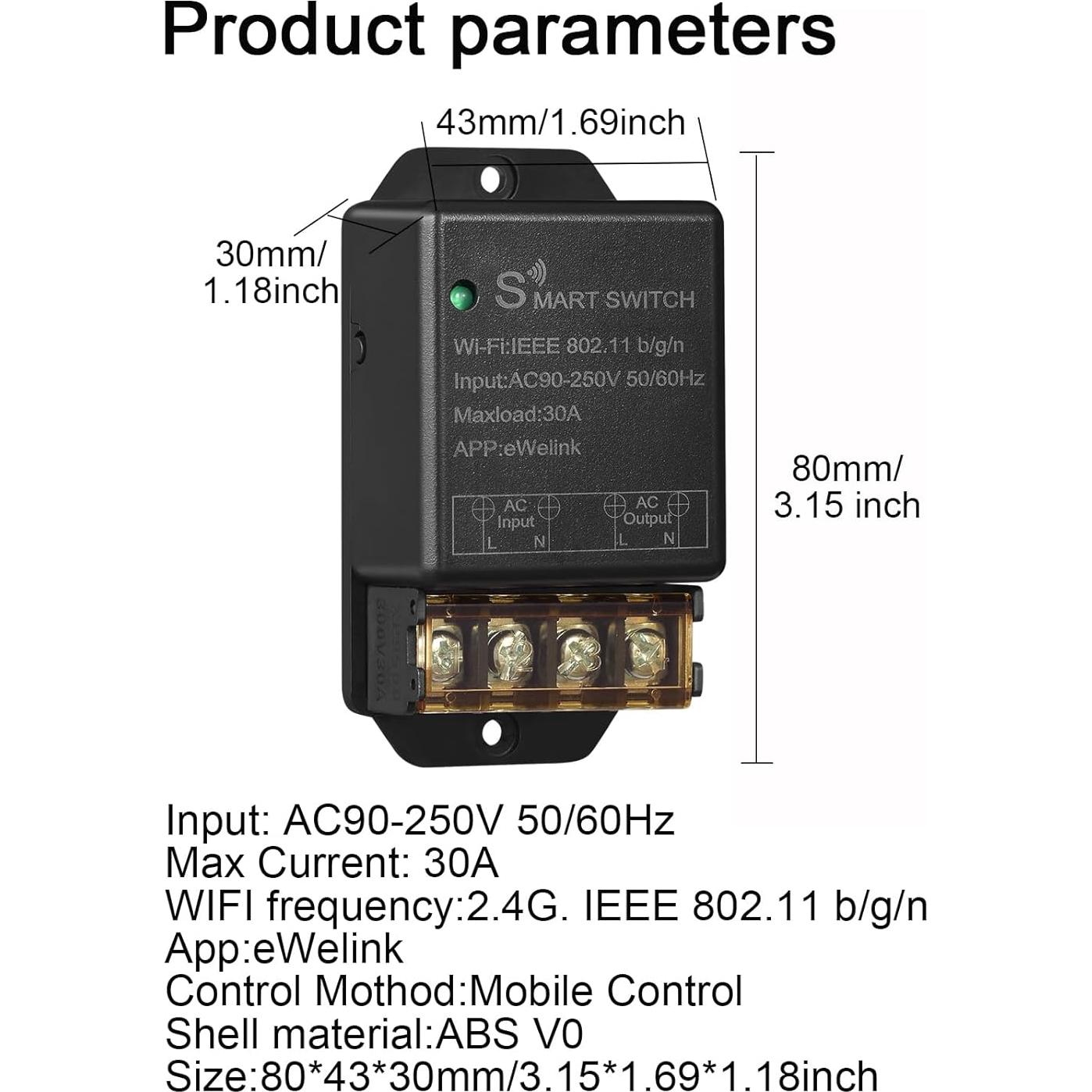 Interruptor Inteligente WiFi Otcboimo 30A Control Remoto