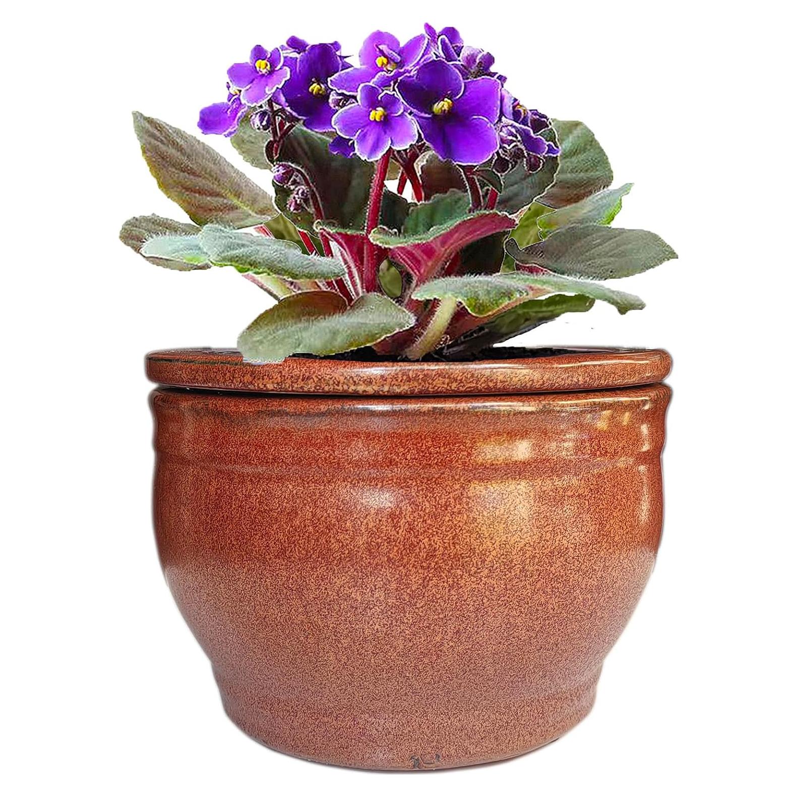 Maceta Autorriego Dphagesy 15 cm Cerámica Cobre Redonda