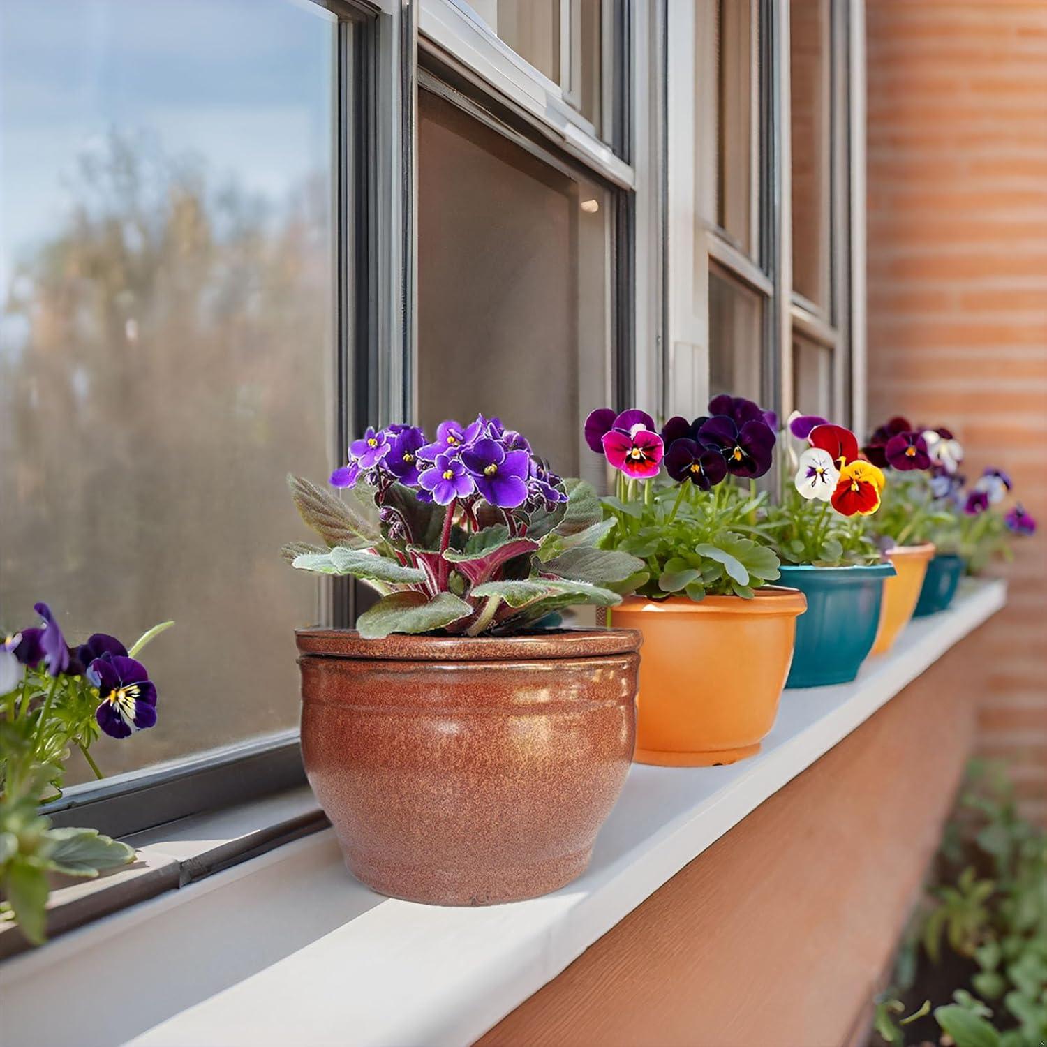 Maceta Autorriego Dphagesy 15 cm Cerámica Cobre Redonda