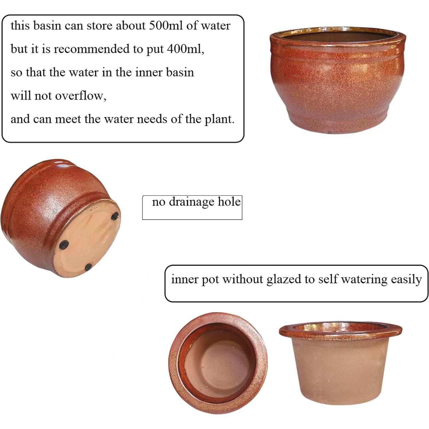 Maceta Autorriego Dphagesy 15 cm Cerámica Cobre Redonda