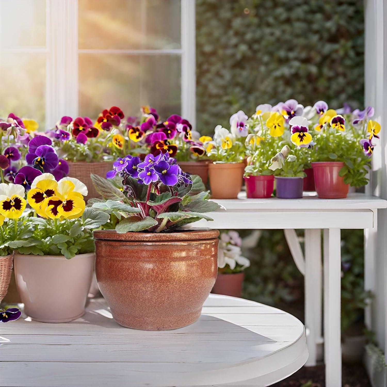 Maceta Autorriego Dphagesy 15 cm Cerámica Cobre Redonda