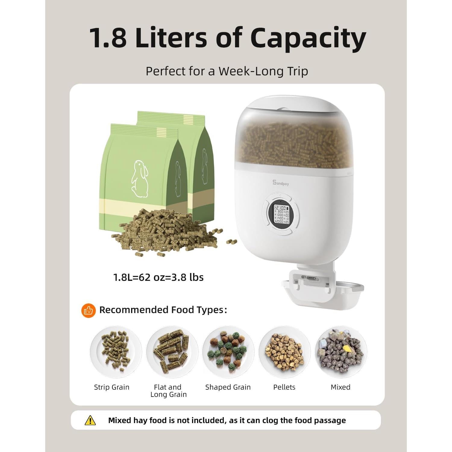 Comedero Colgante Sandpoy F15-L Automático para Conejos