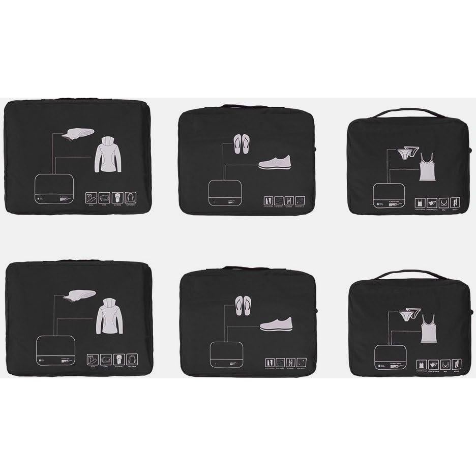 Juego de Cubos de Empaque Vallilan 6 Piezas Negro 24"