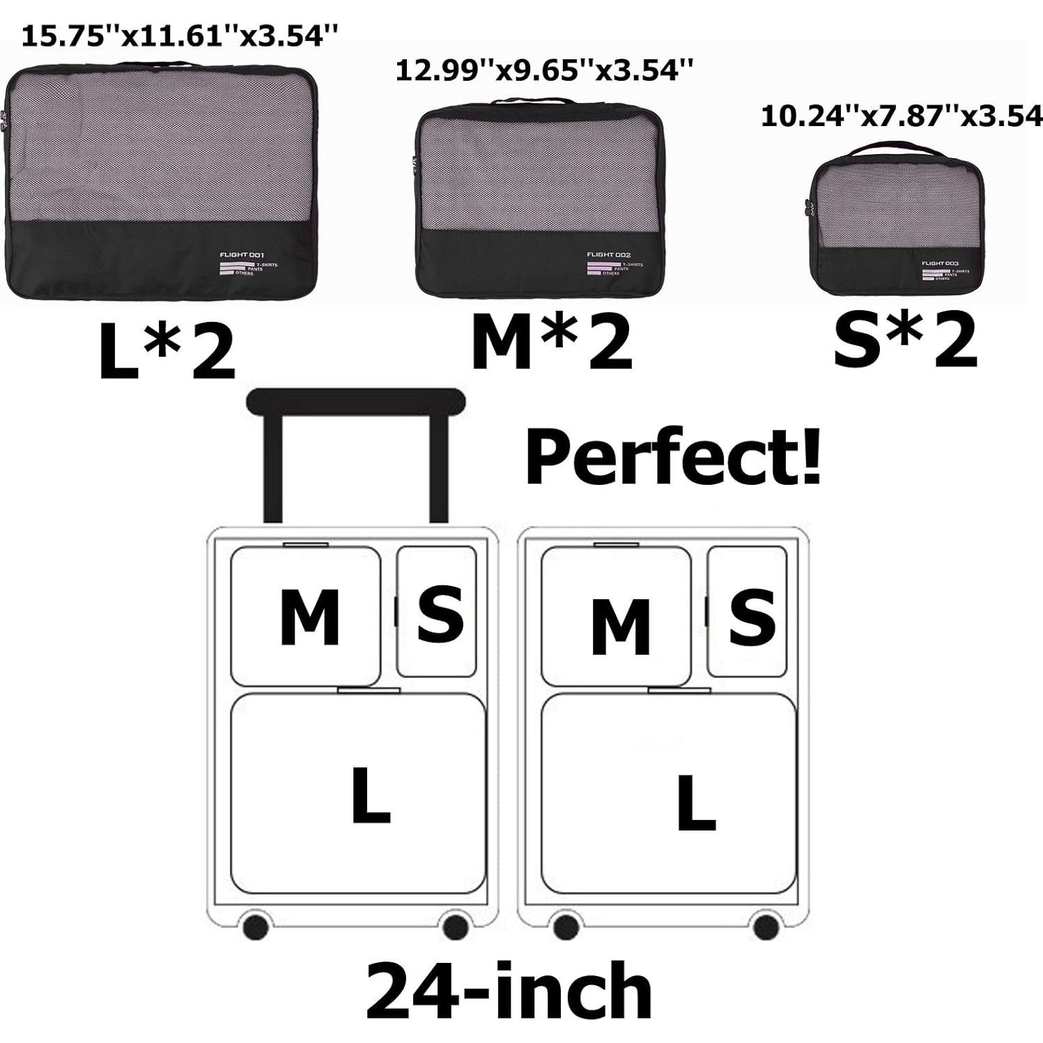 Juego de Cubos de Empaque Vallilan 6 Piezas Negro 24"