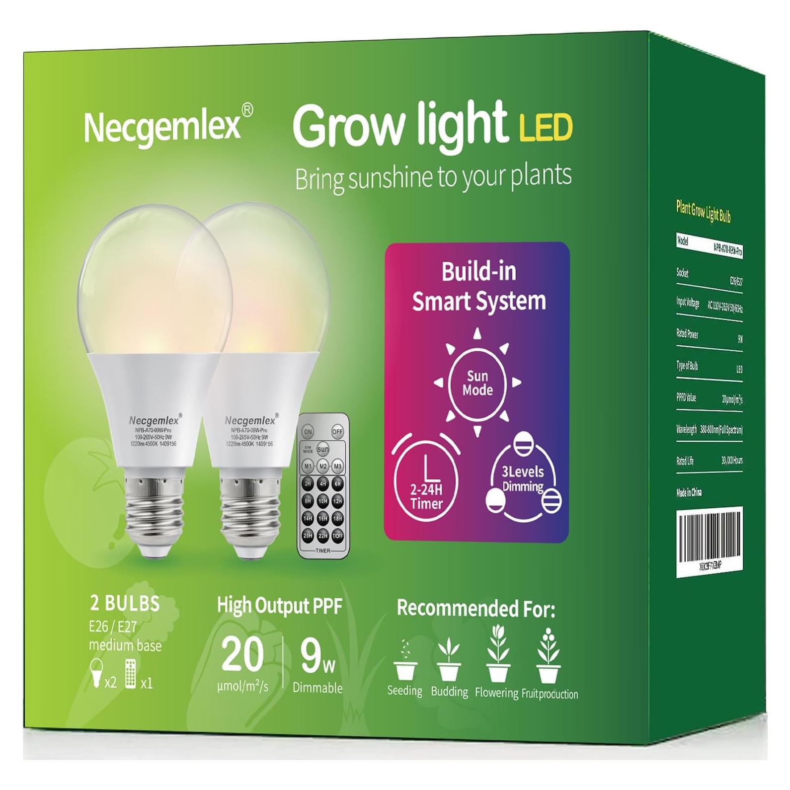 Bombillas LED Cultivo Necgemlex 9W Espectro Completo 4500K