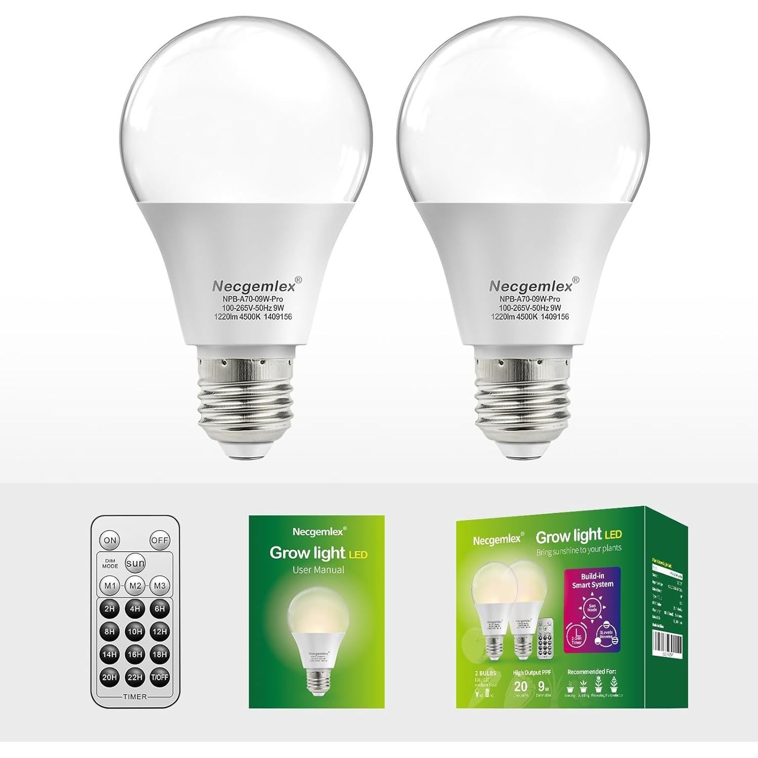 Bombillas LED Cultivo Necgemlex 9W Espectro Completo 4500K