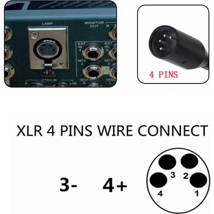 Lámpara LED 60 cm JXRYWF XLR 4Pin para mezclador DJ