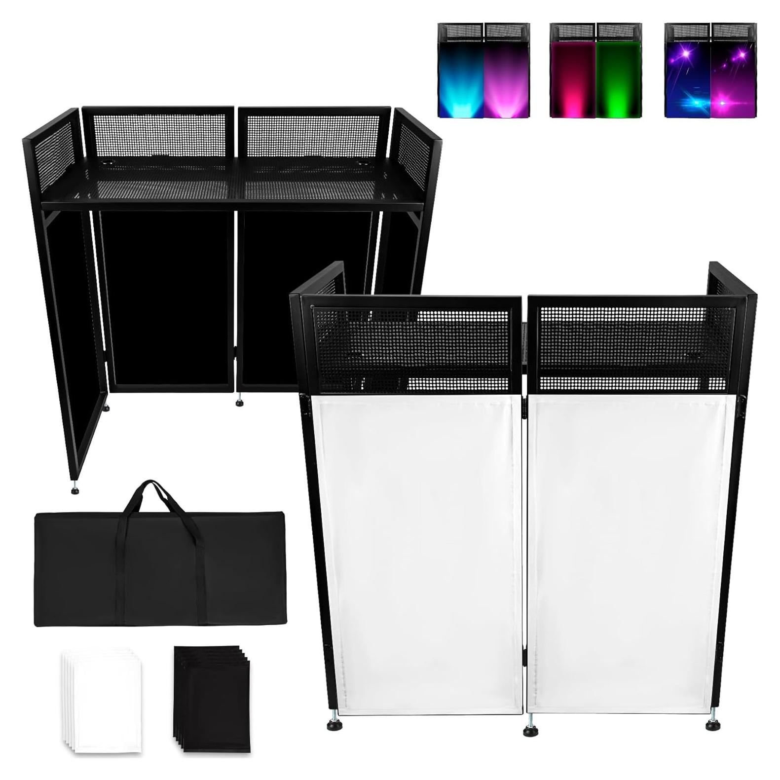 Mesa DJ Plegable Booth de Fachada 101.6x49.8cm con Cortinas