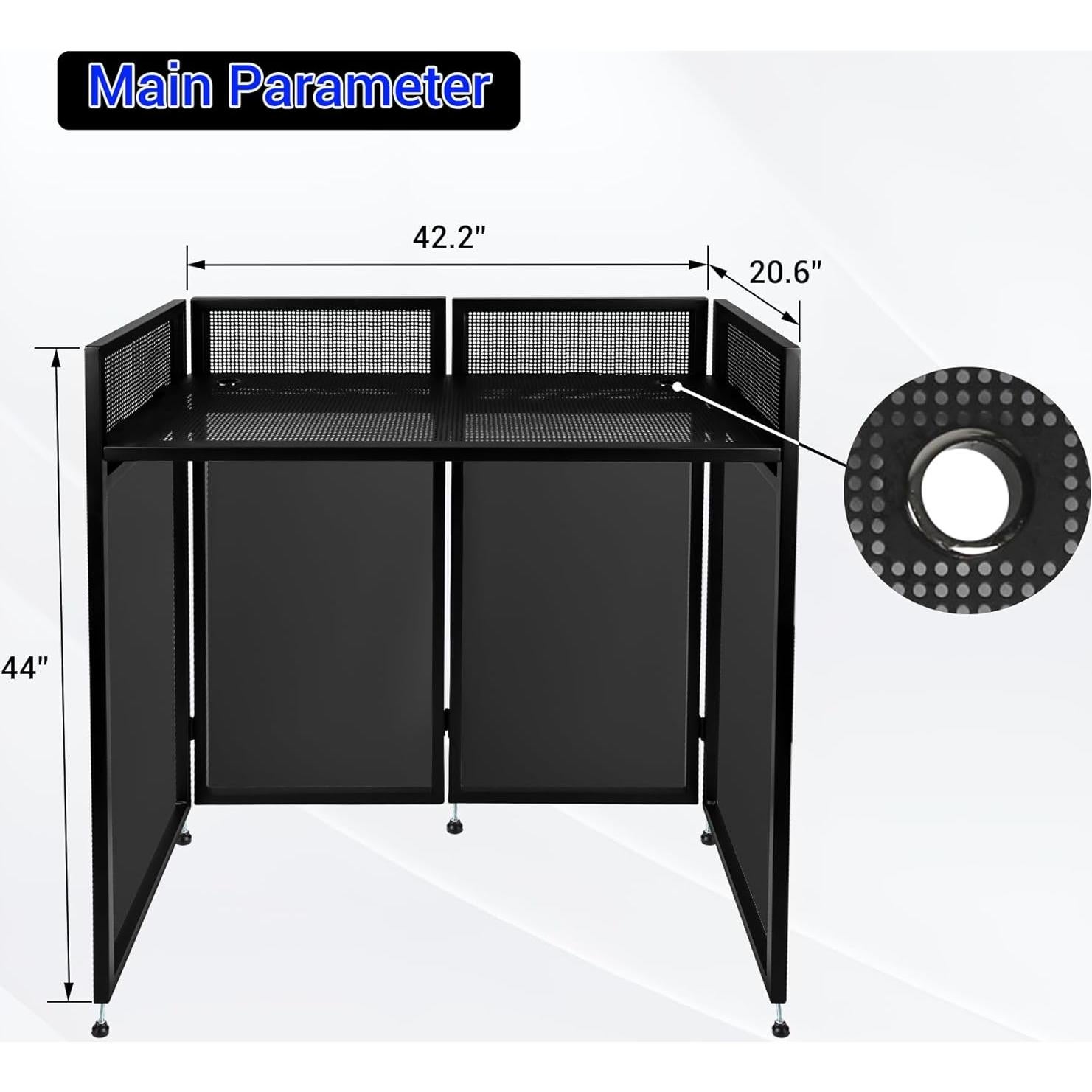 Mesa DJ Plegable Booth de Fachada 101.6x49.8cm con Cortinas