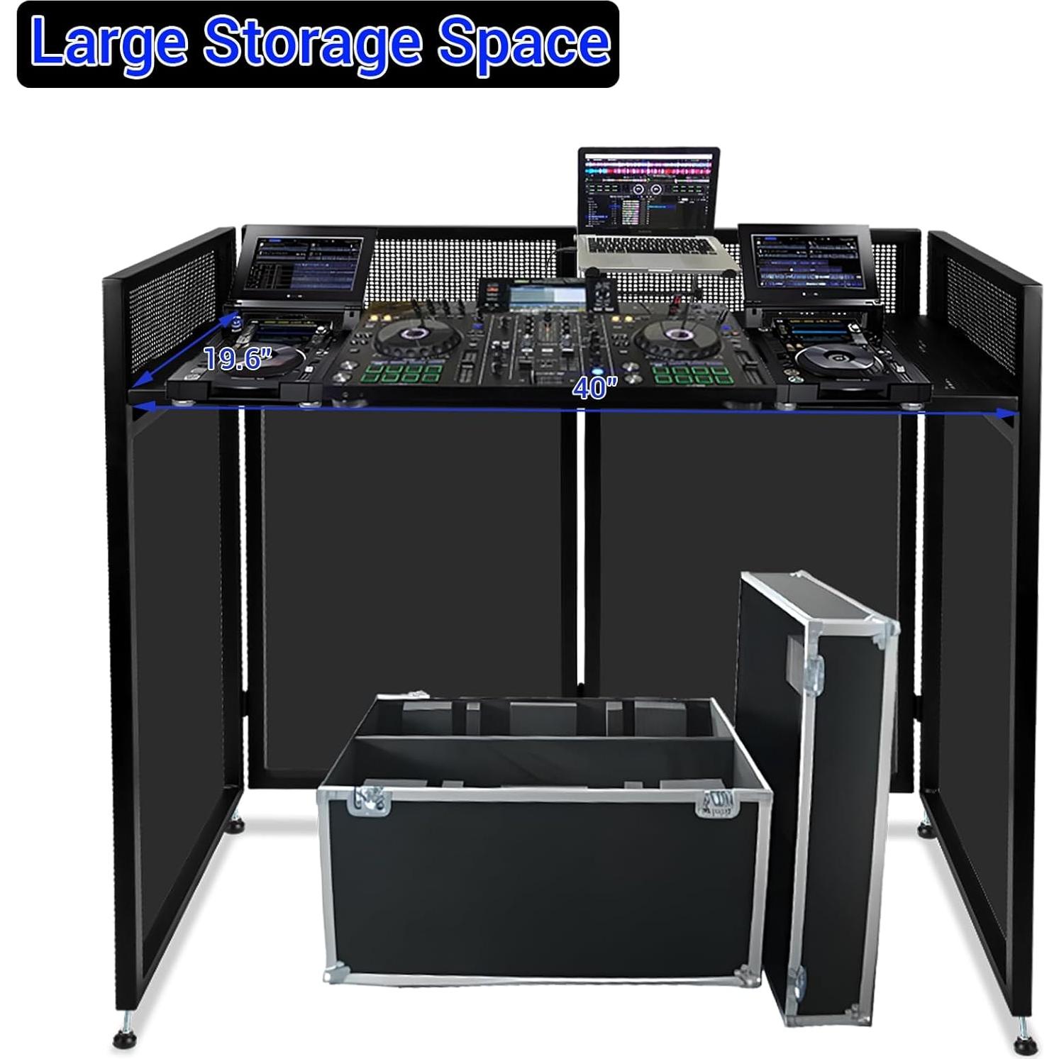 Mesa DJ Plegable Booth de Fachada 101.6x49.8cm con Cortinas