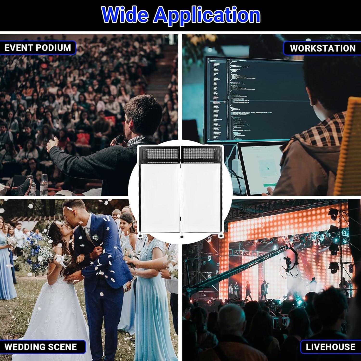 Mesa DJ Plegable Booth de Fachada 101.6x49.8cm con Cortinas