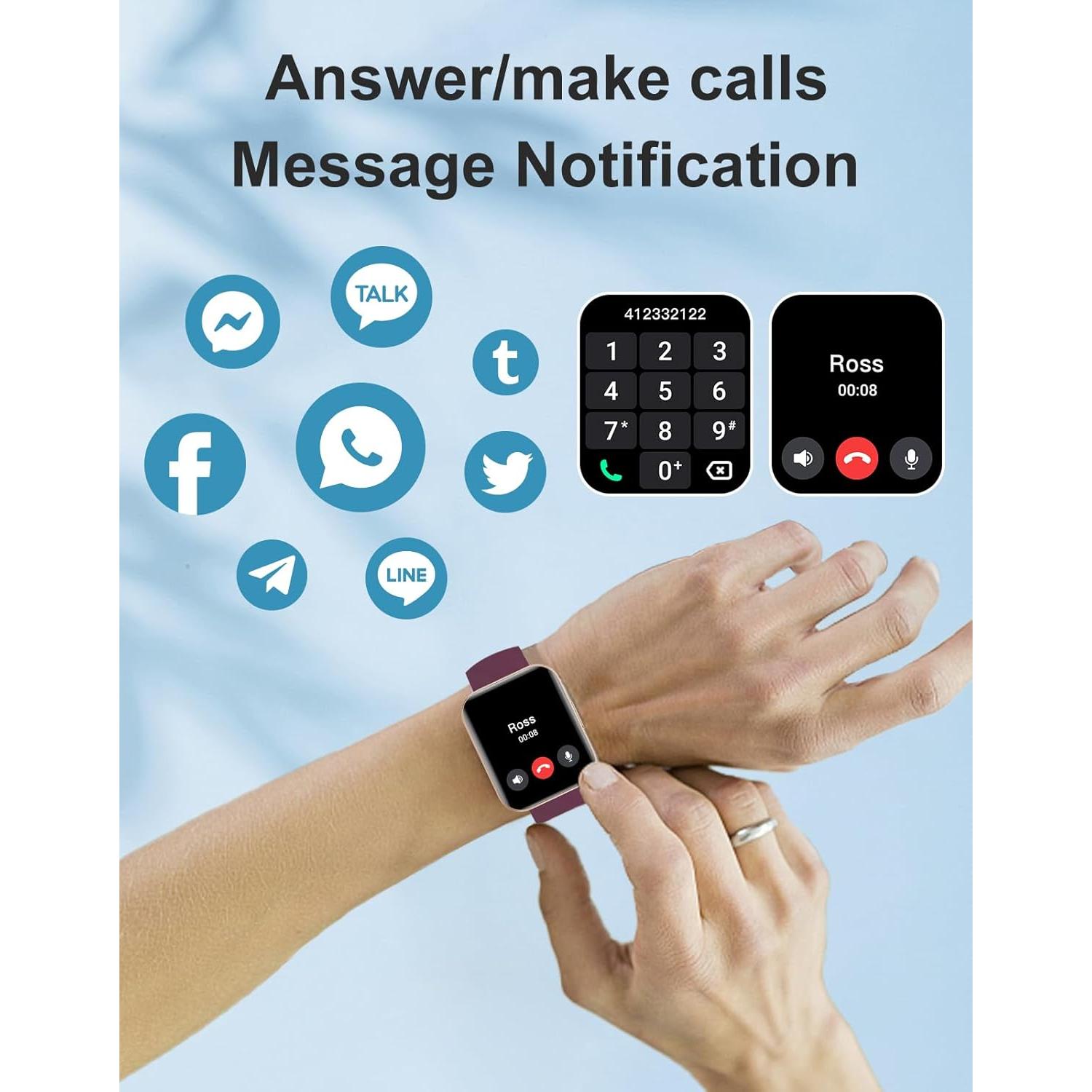 Reloj Inteligente ASIAMENG 1.85" Monitoreo Cardíaco Púrpura