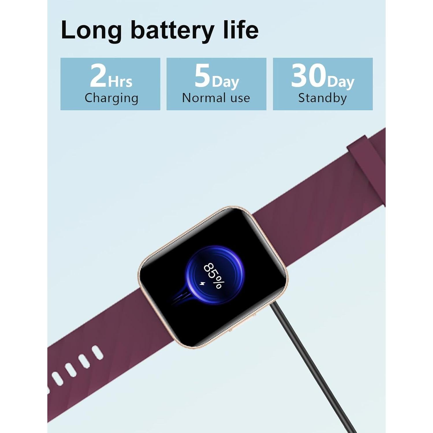 Reloj Inteligente ASIAMENG 1.85" Monitoreo Cardíaco Púrpura