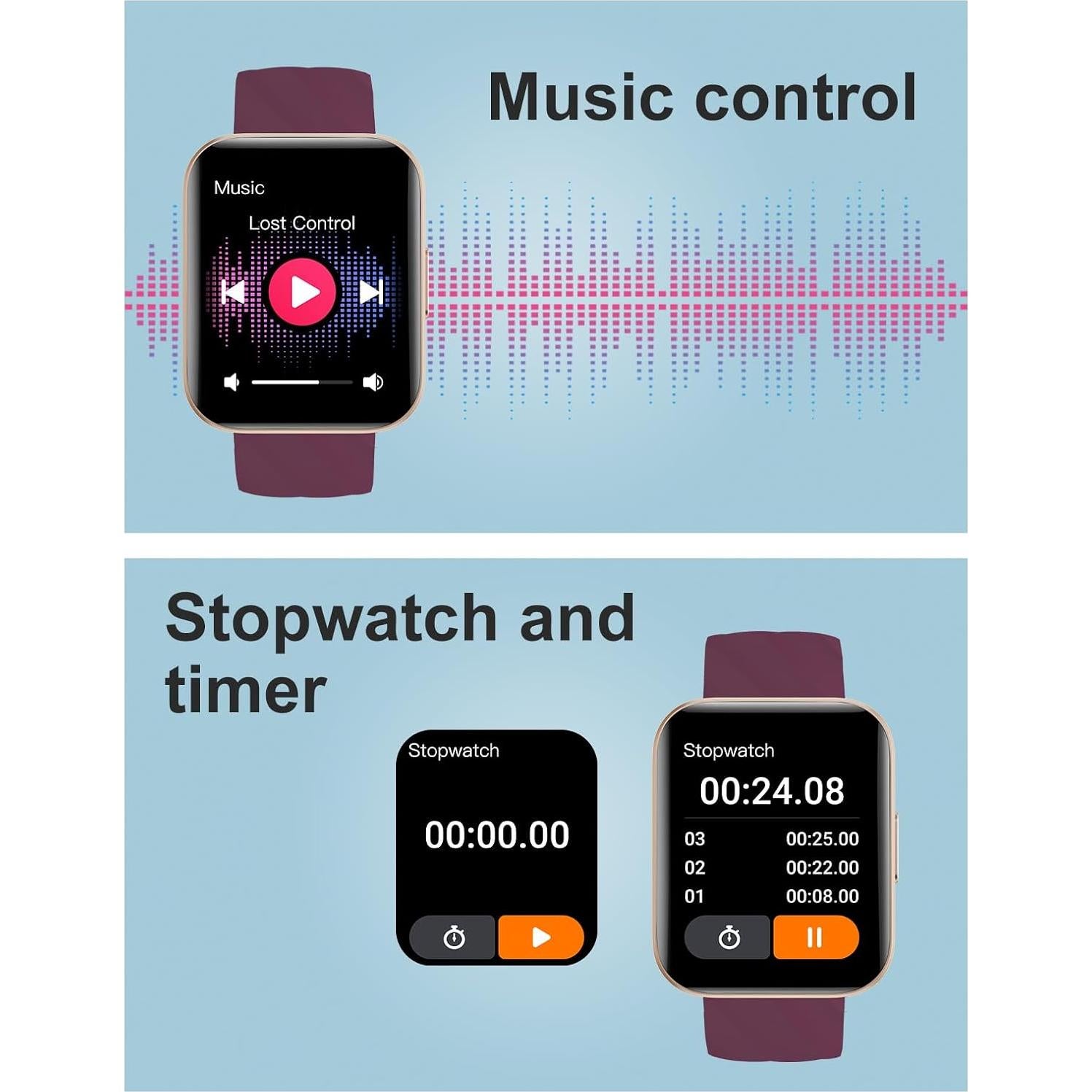 Reloj Inteligente ASIAMENG 1.85" Monitoreo Cardíaco Púrpura