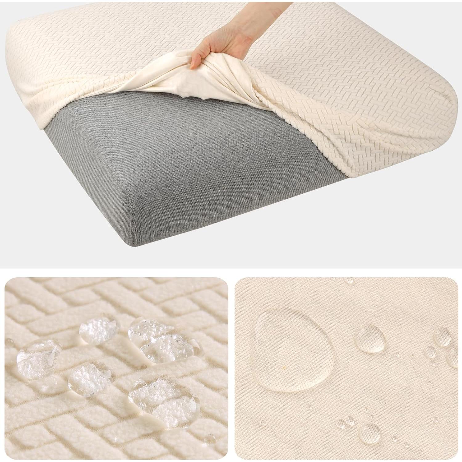 Fundas de Cojines Impermeables Fuloon Beige 1PC Ajuste Elástico